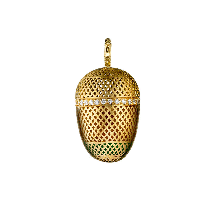 Plique a Jour Enamel Acorn Pendant