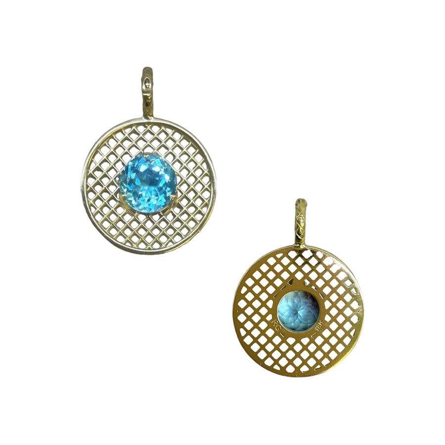Blue Topaz Crownwork® Disc Pendant