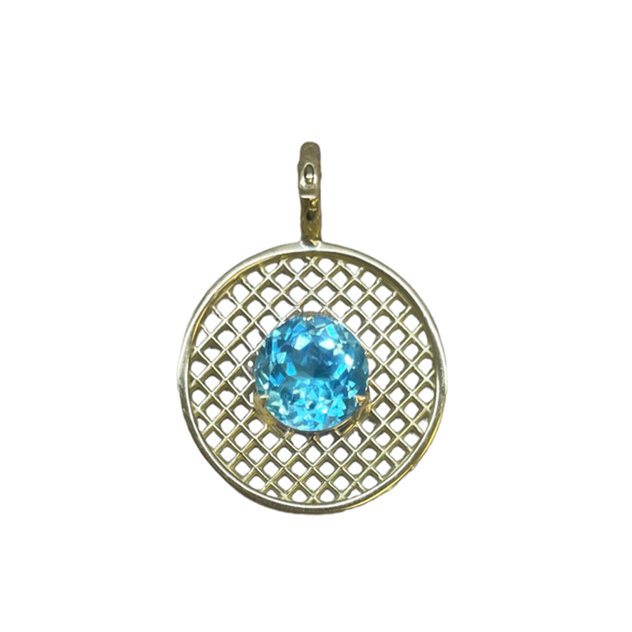 Blue Topaz Crownwork® Disc Pendant