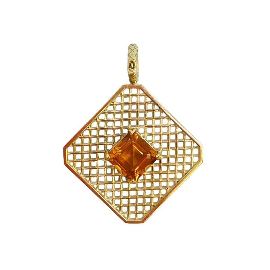 Citrine Crownwork® Geo Square Pendant
