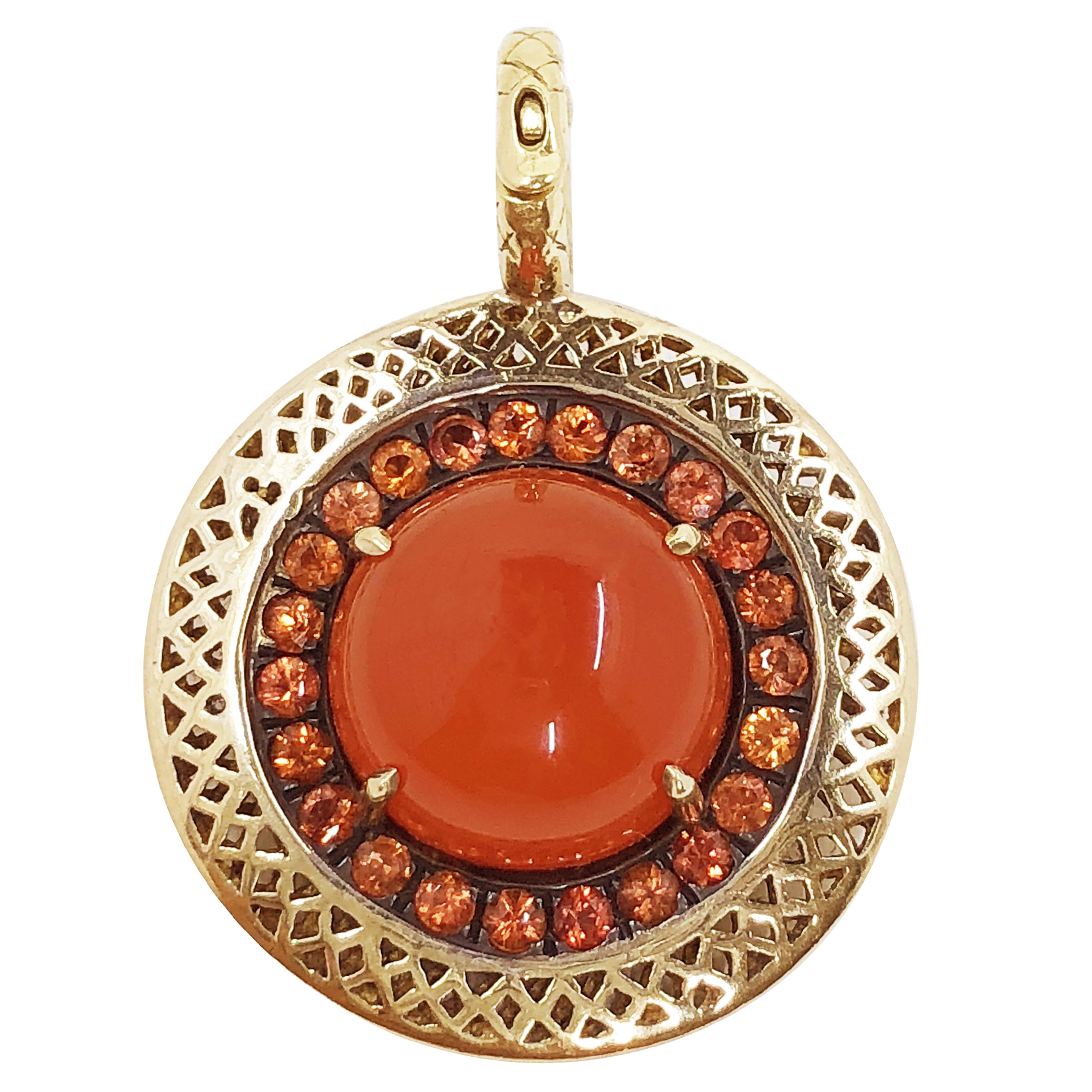Carnelian and Orange Sapphire Pendant