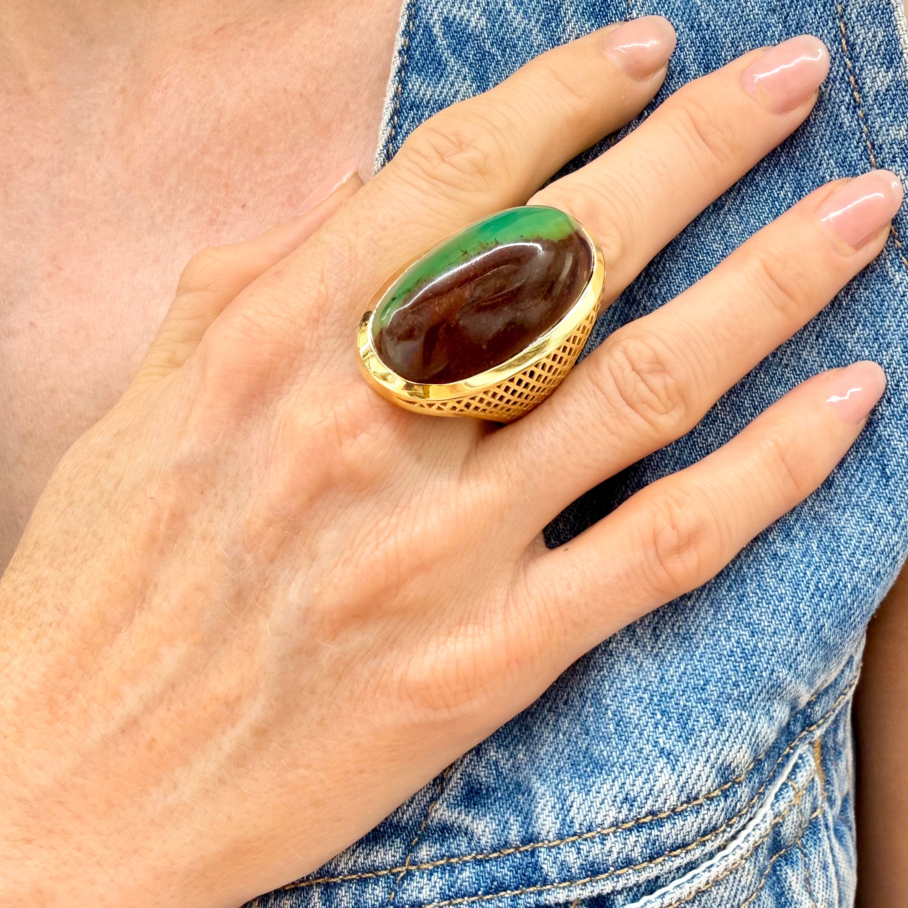 Extra Large Chrysoprase Ring