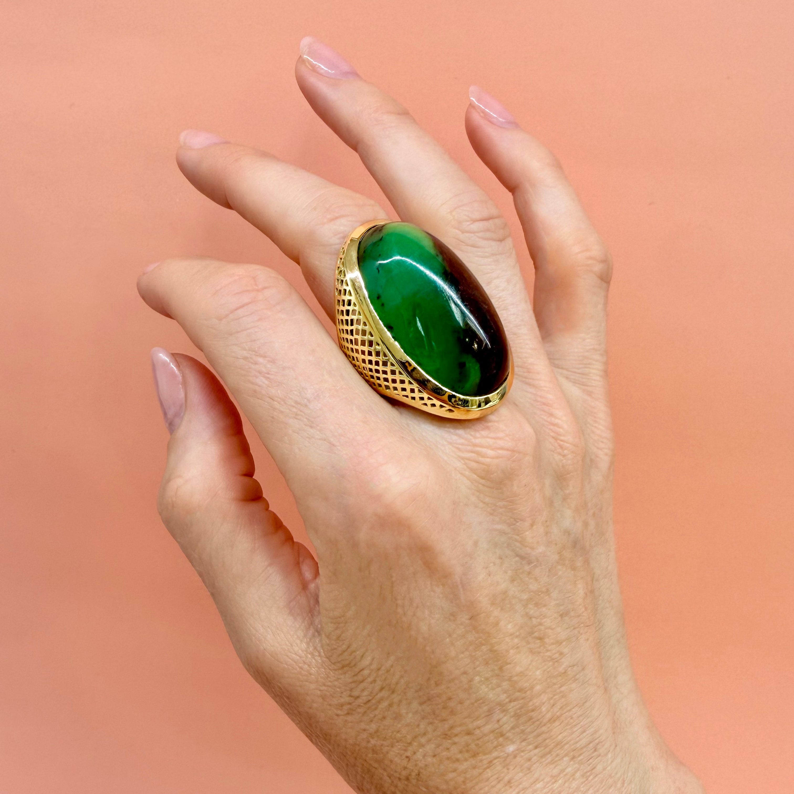 Extra Large Chrysoprase Ring