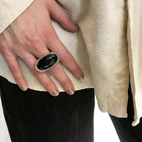 Checkerboard Onyx Cocktail Ring