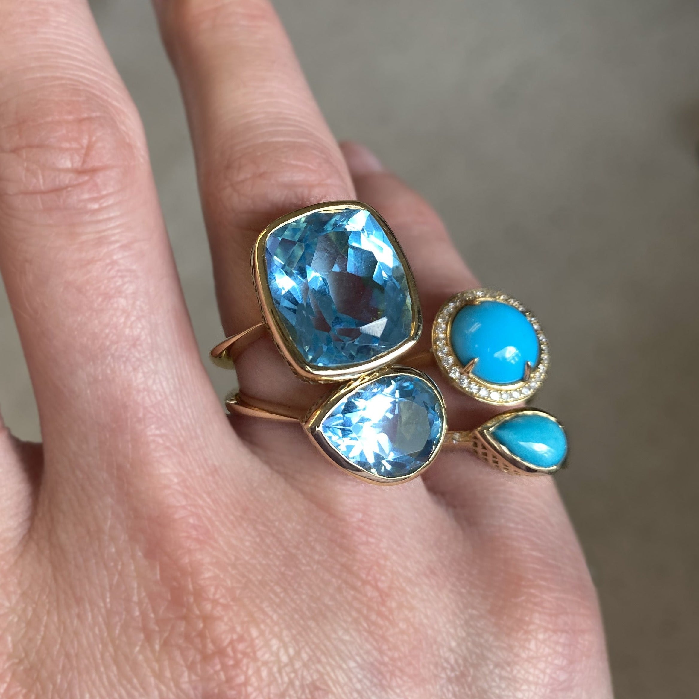 Cushion Cut Blue Topaz Ring