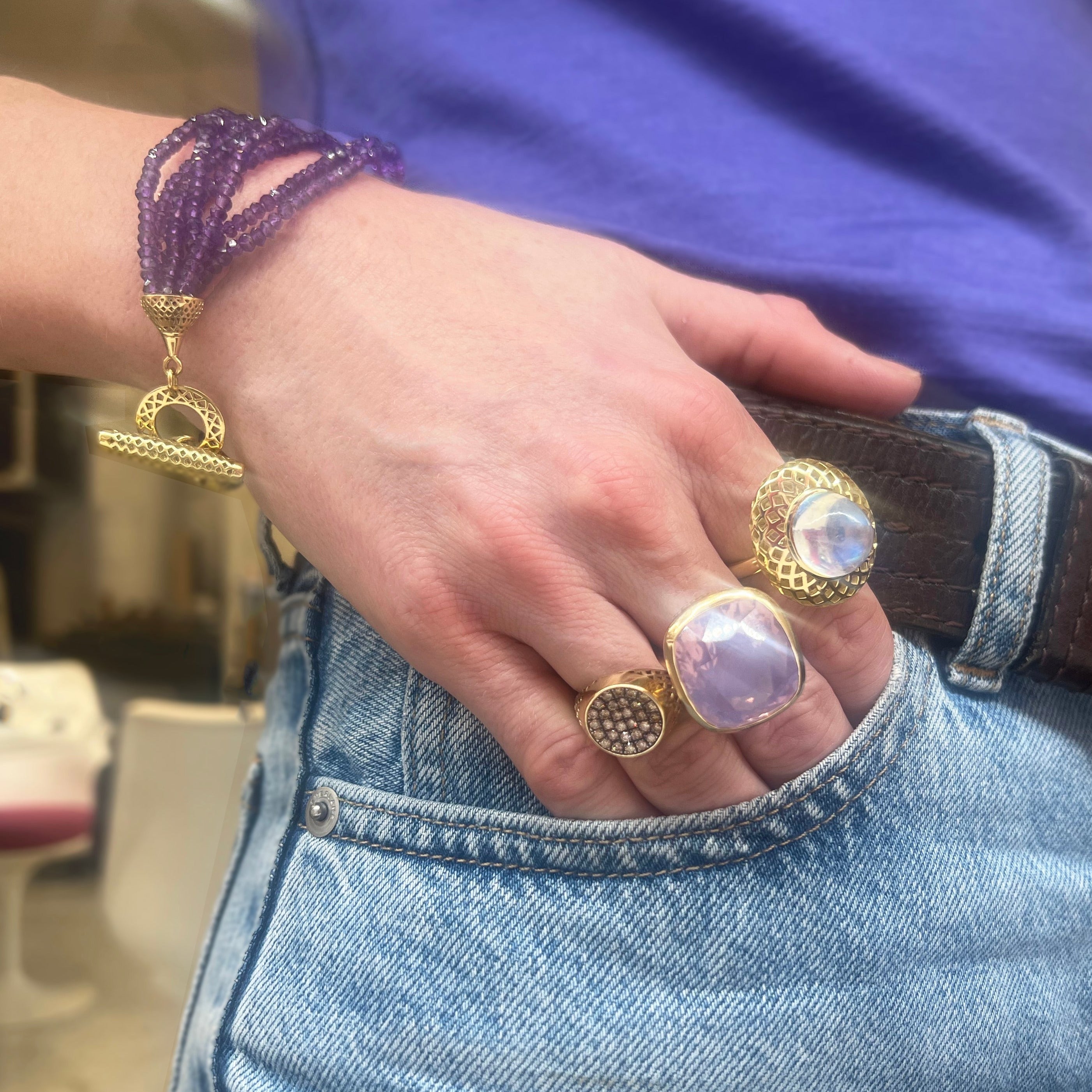 Crownwork® Pillow Top Moonstone Ring