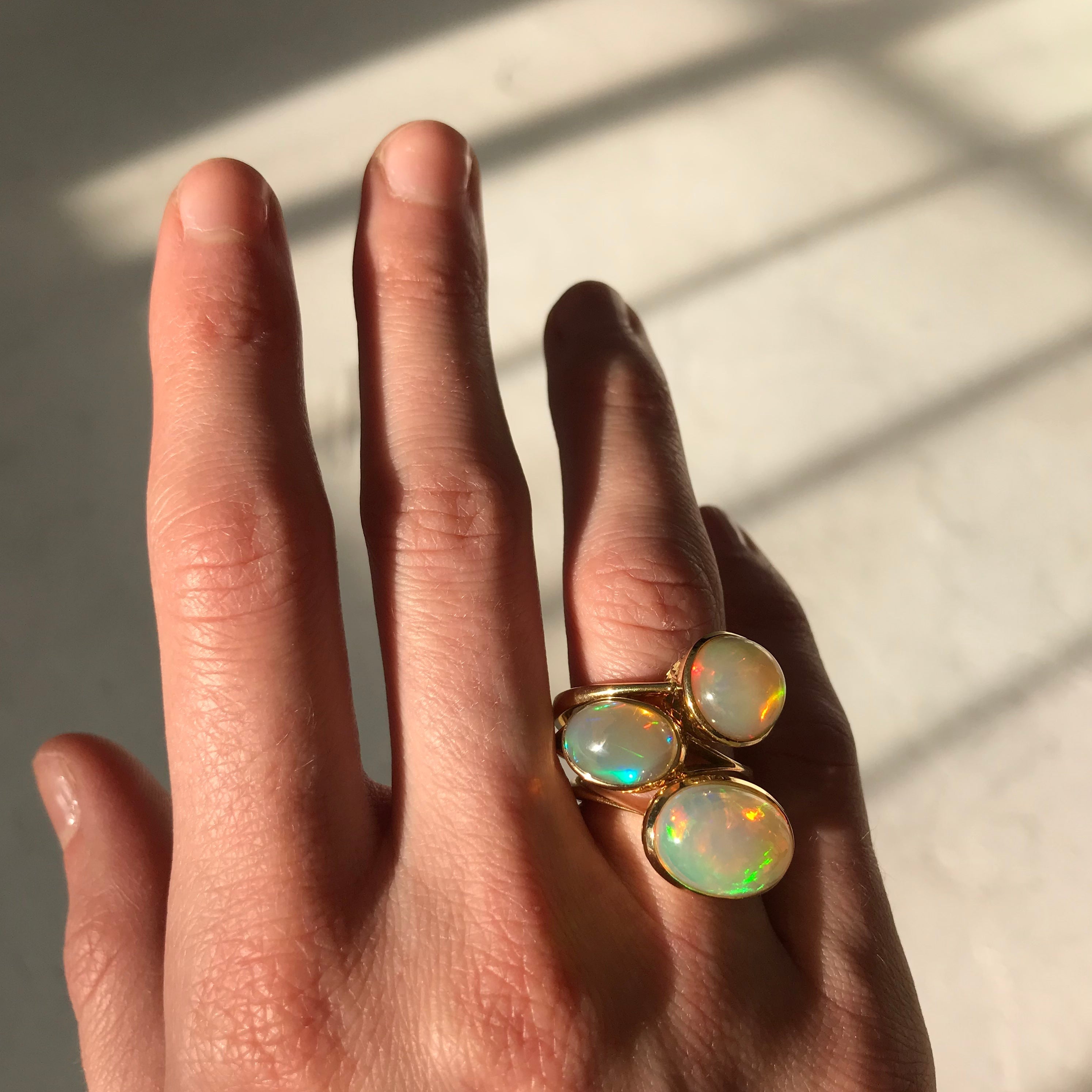 Cabochon Bezel Set Opal Ring