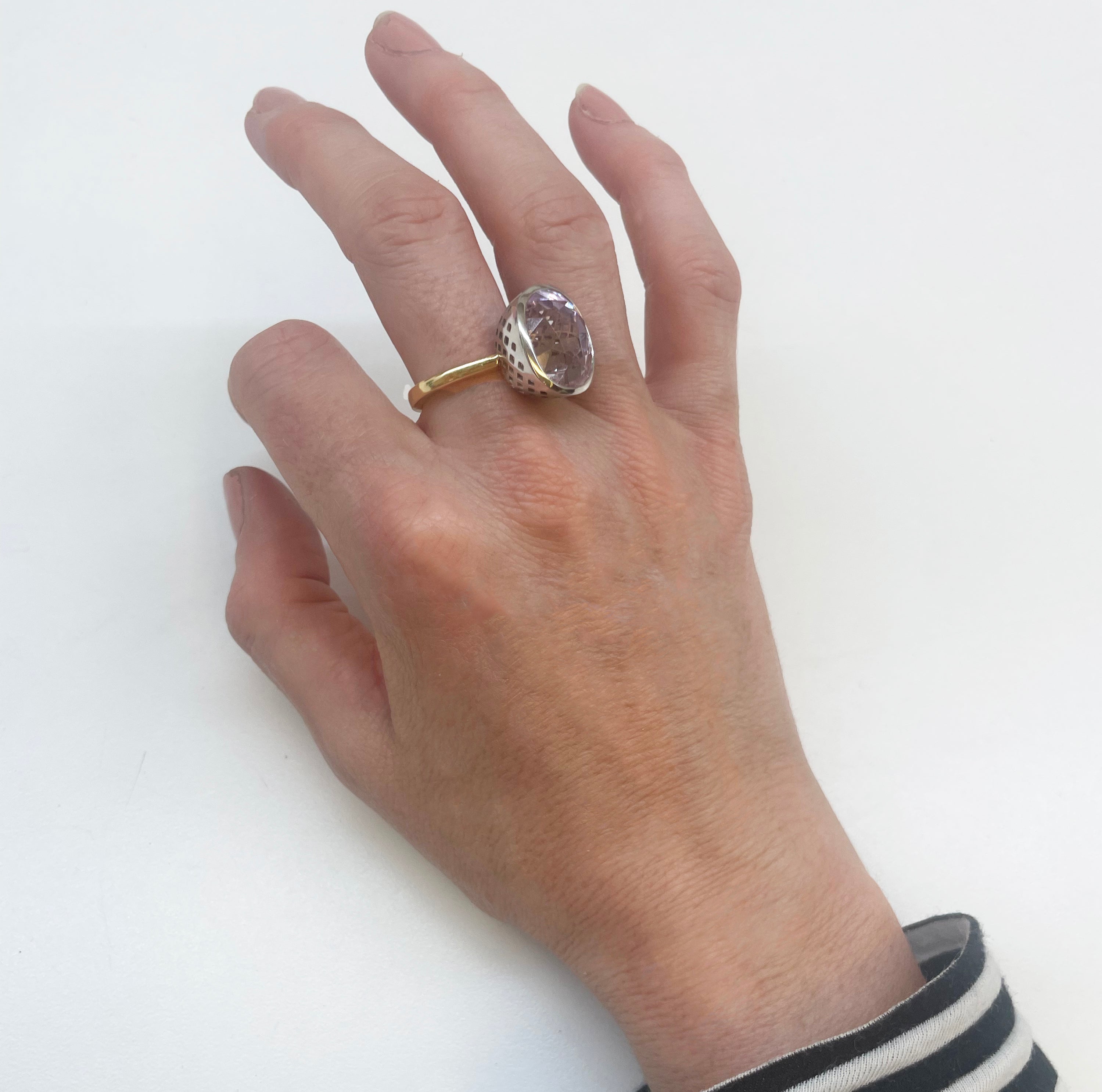 Kunzite Cocktail Ring in Platinum White Gold Setting