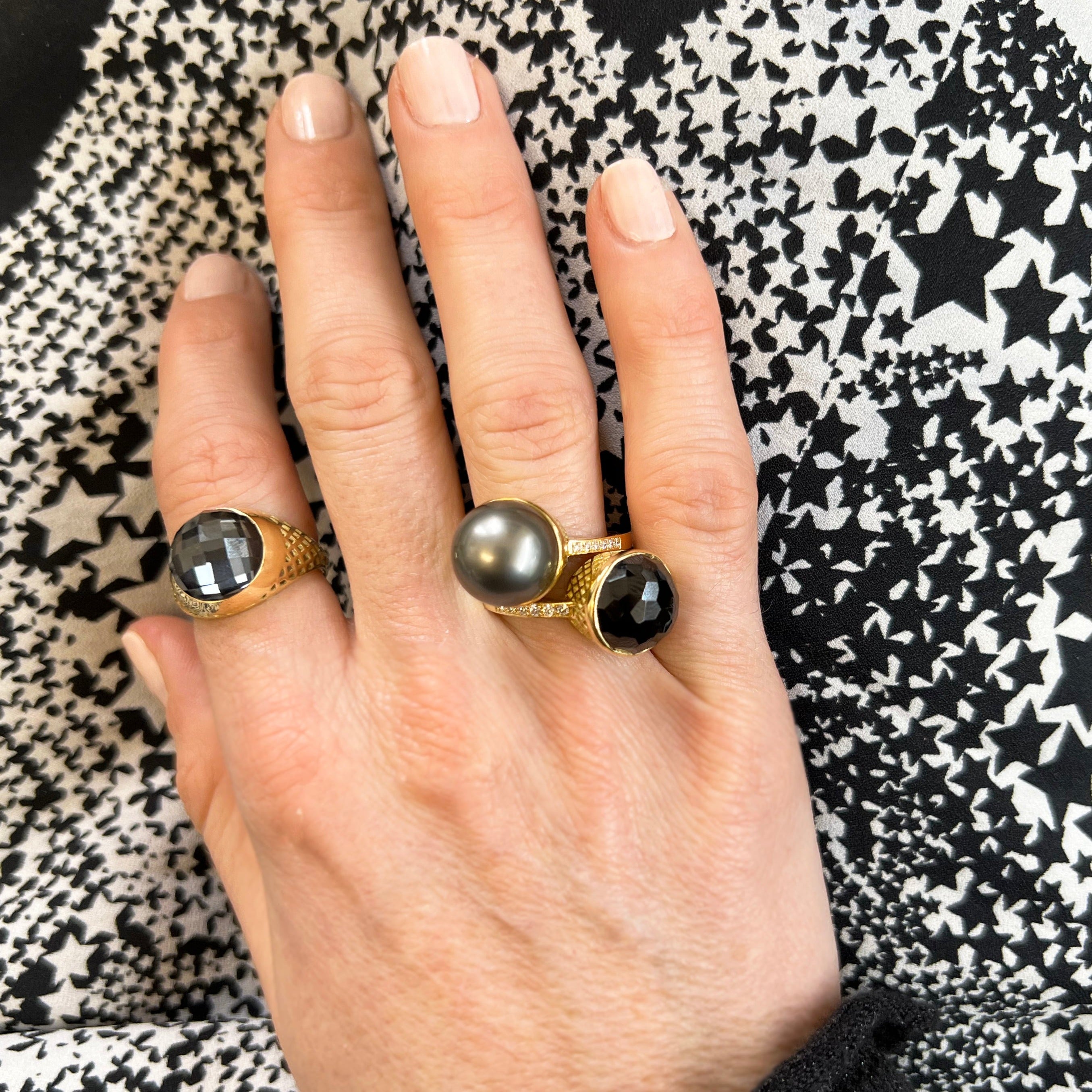 Tahitian Pearl Ring with Diamonds