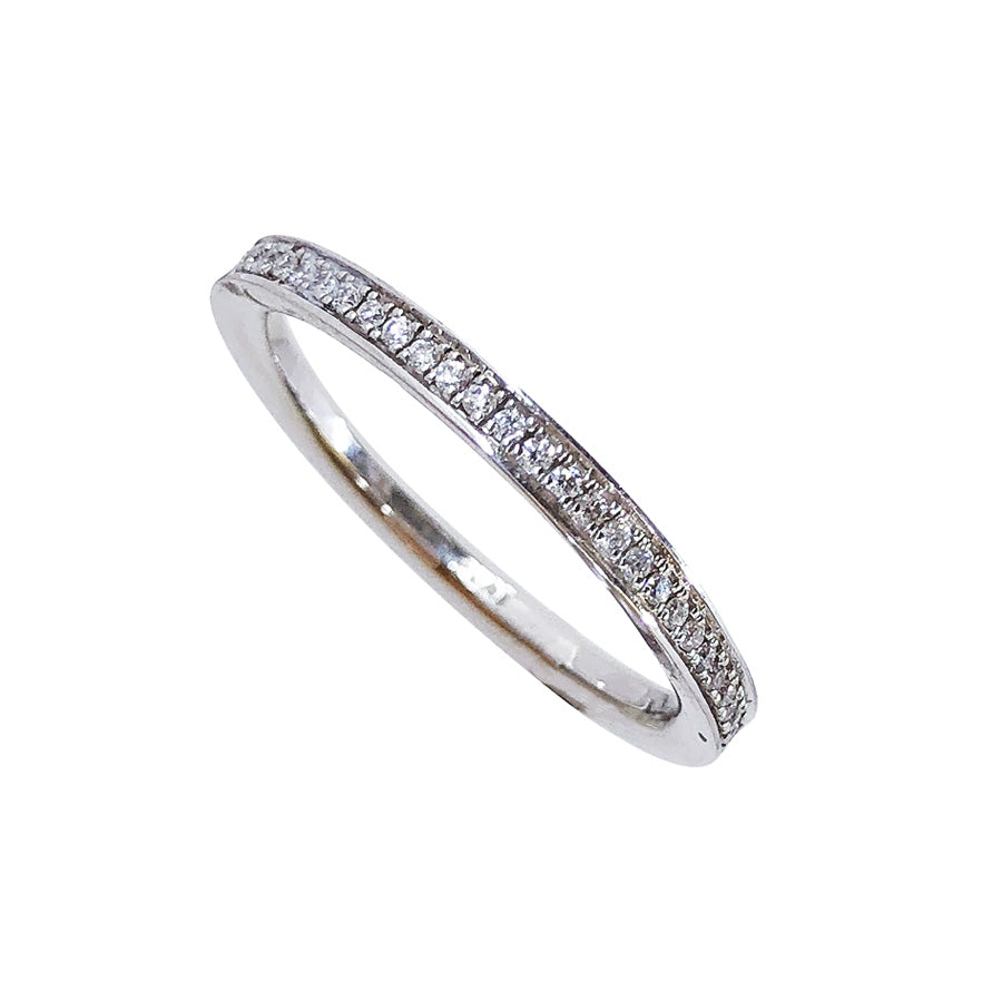 Platinum Band with Pave White Diamonds Size 7.75