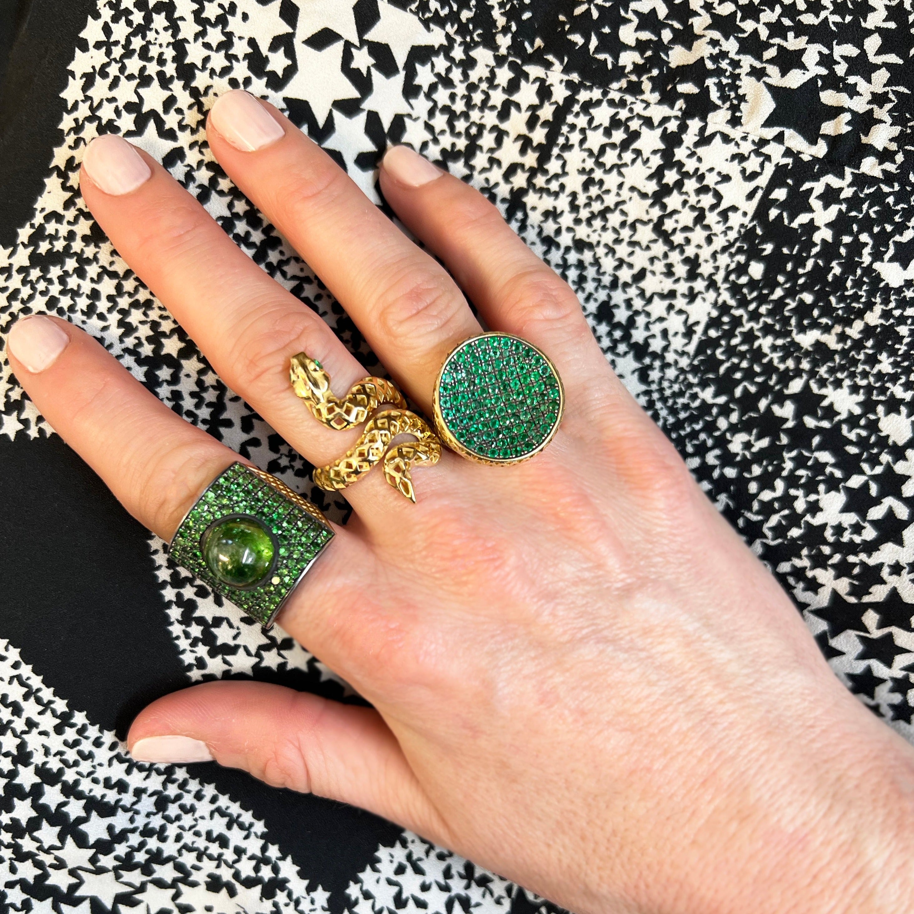 Crownwork® Snake Ring with Emerald Eyes