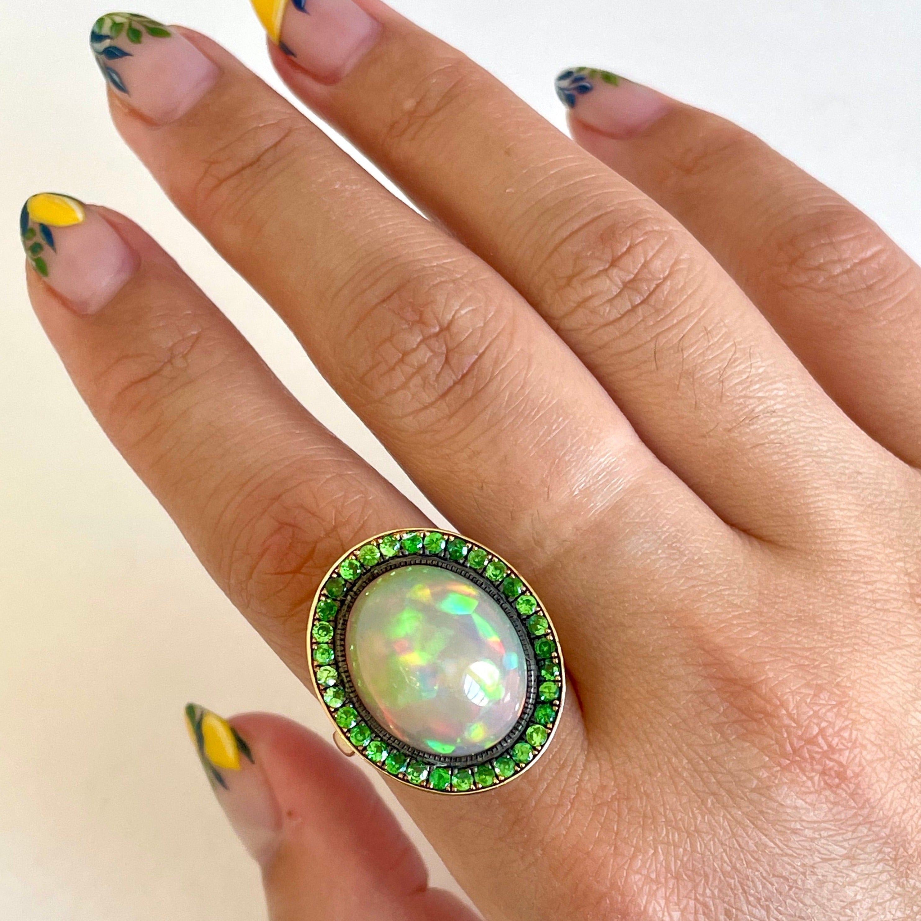 North South Opal and Tsavorite Ring