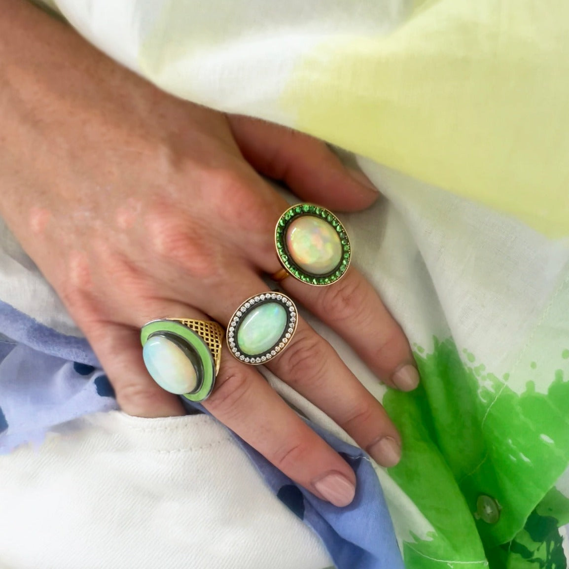 Ethiopian Opal and Diamond Ring