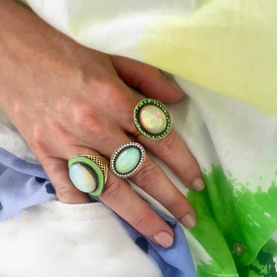 North South Opal and Tsavorite Ring