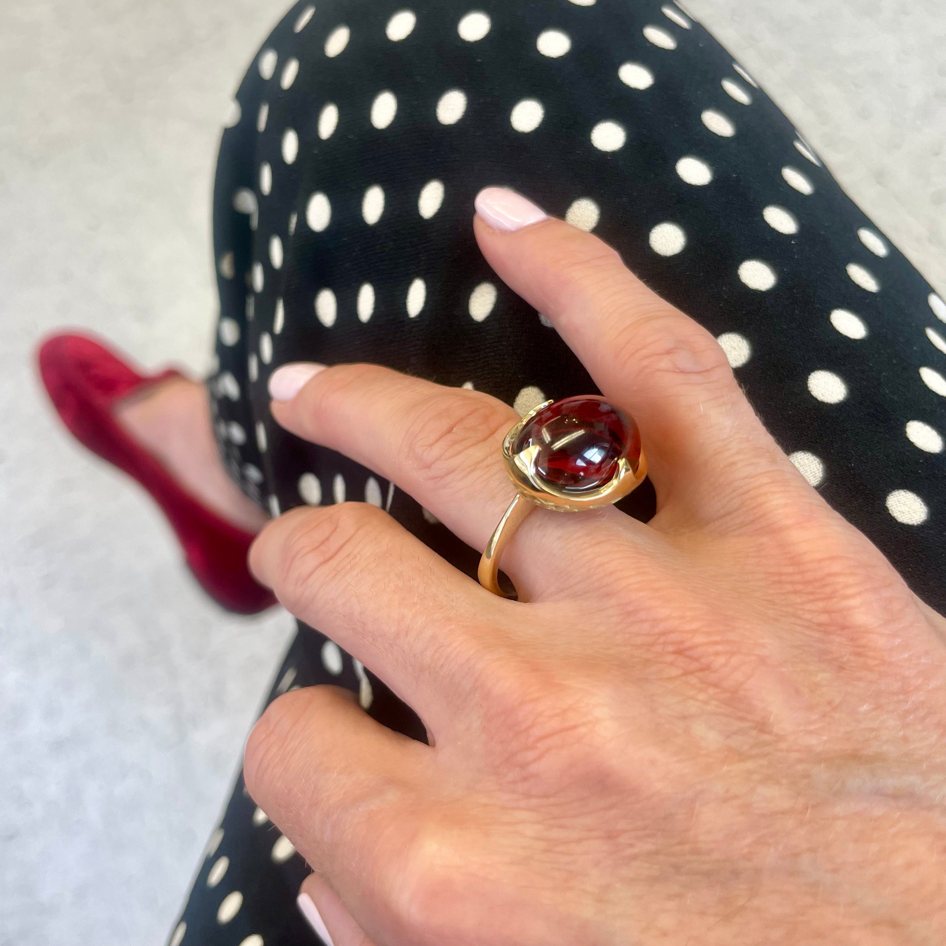 Garnet Curved Claw Set Ring