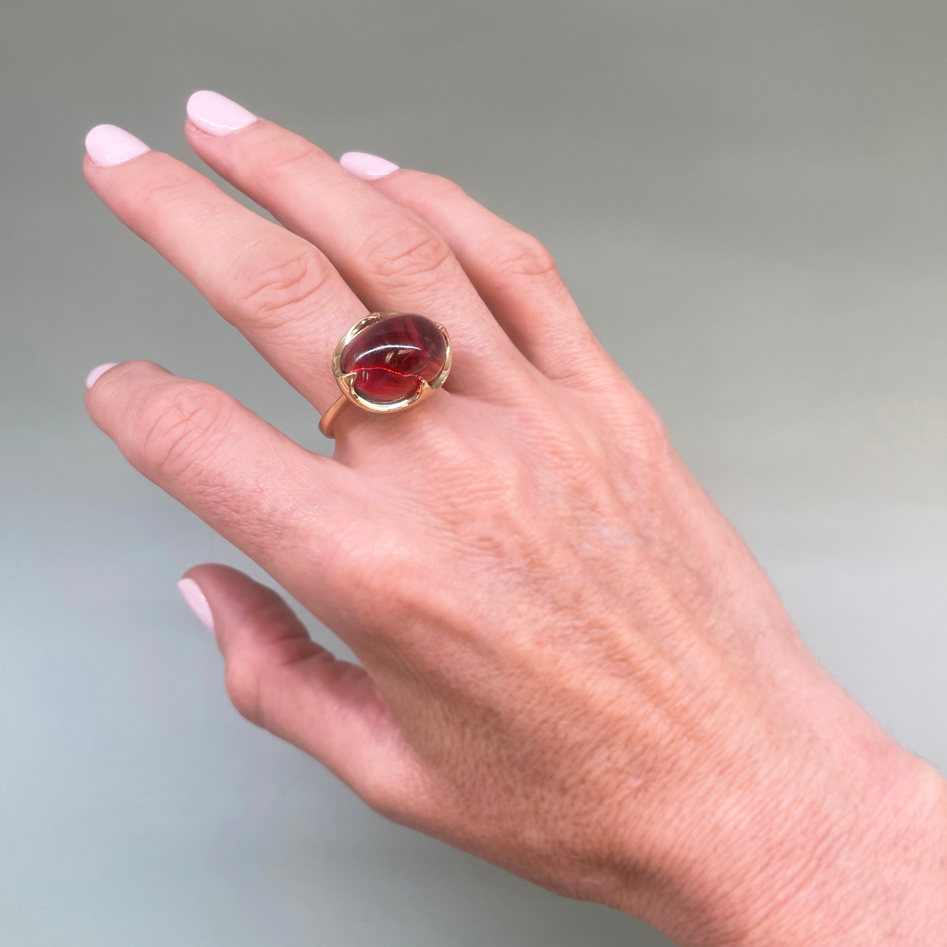 Garnet Curved Claw Set Ring