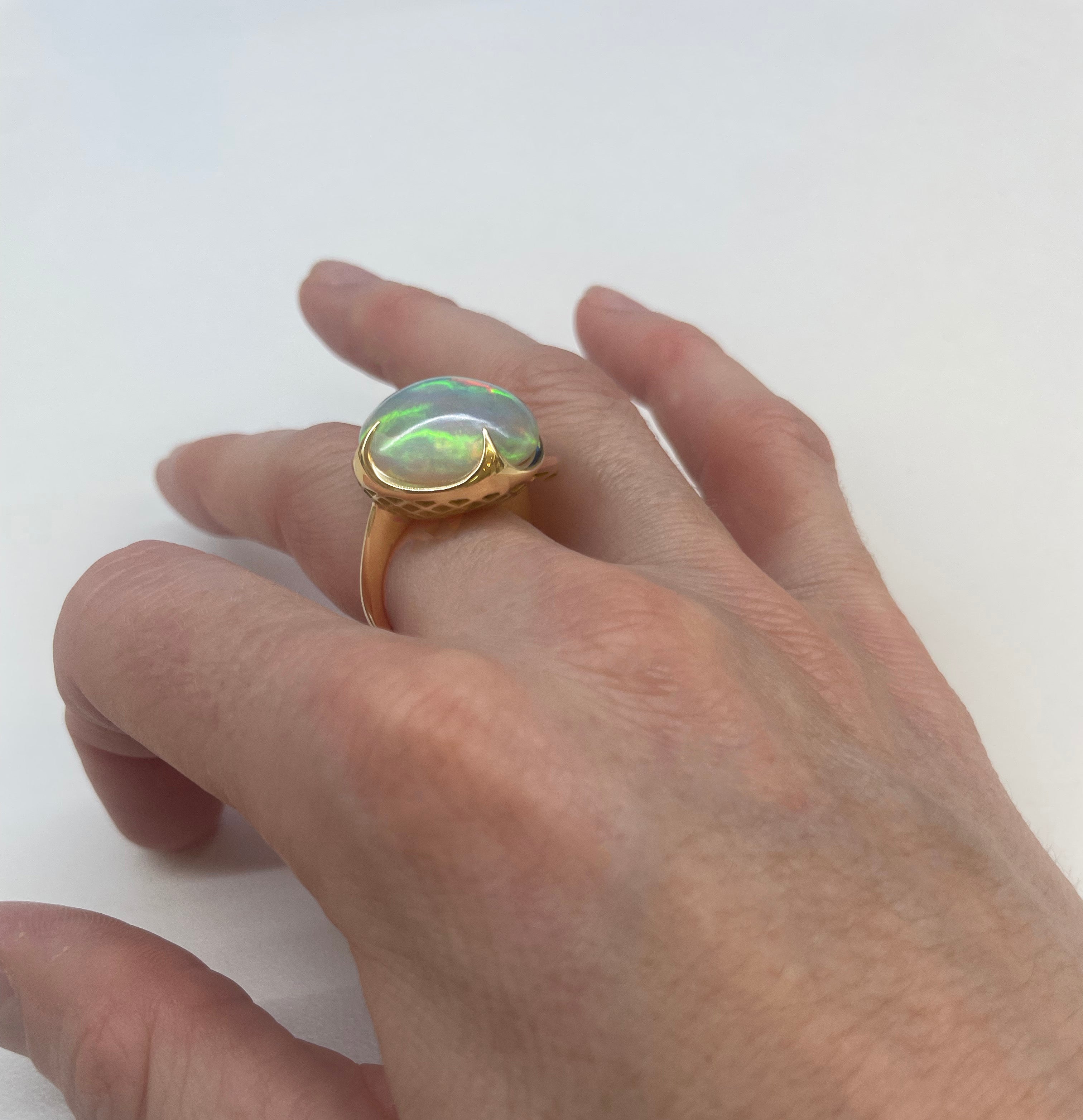 Opal Curved Claw Set Ring