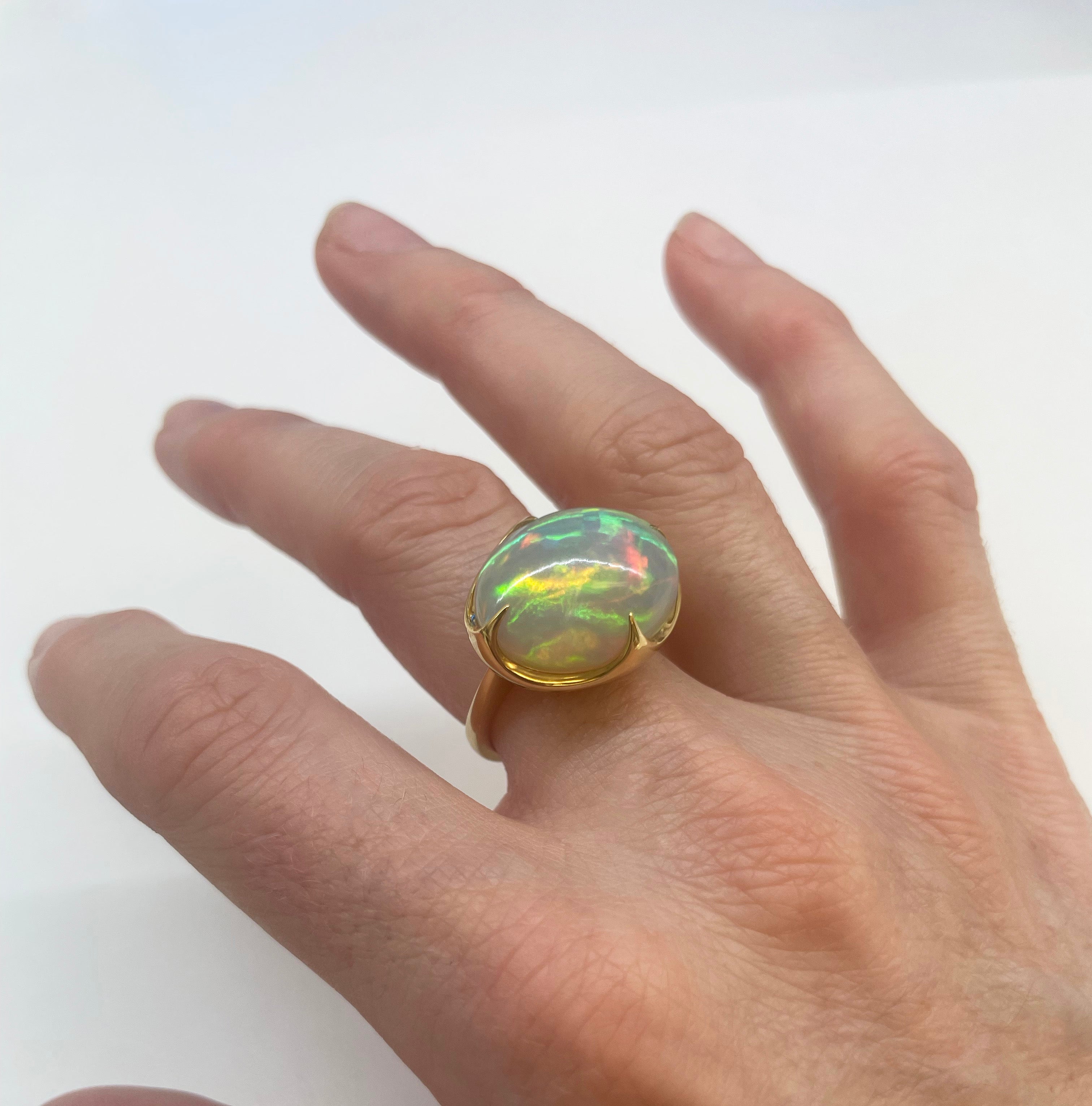 Opal Curved Claw Set Ring