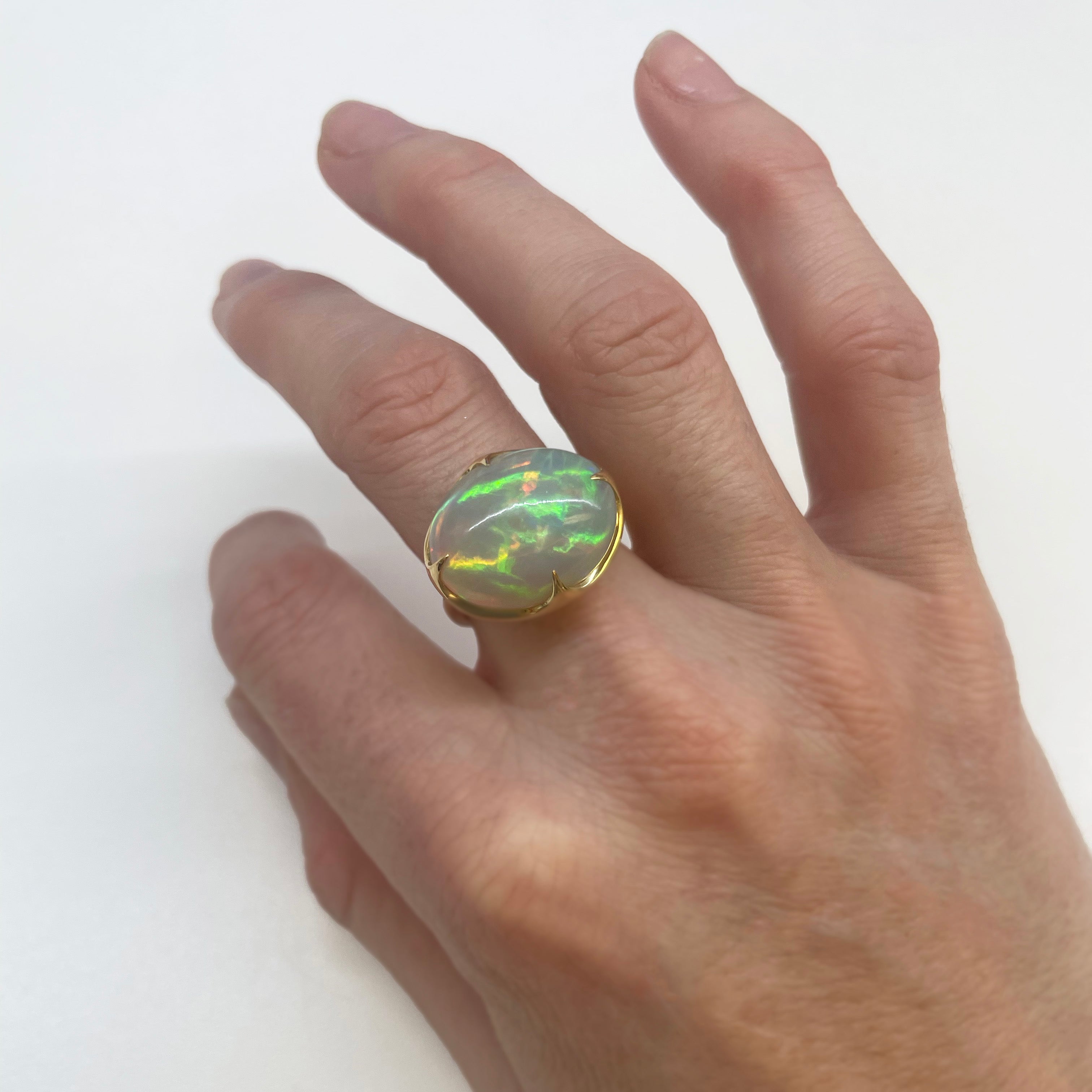 Opal Curved Claw Set Ring