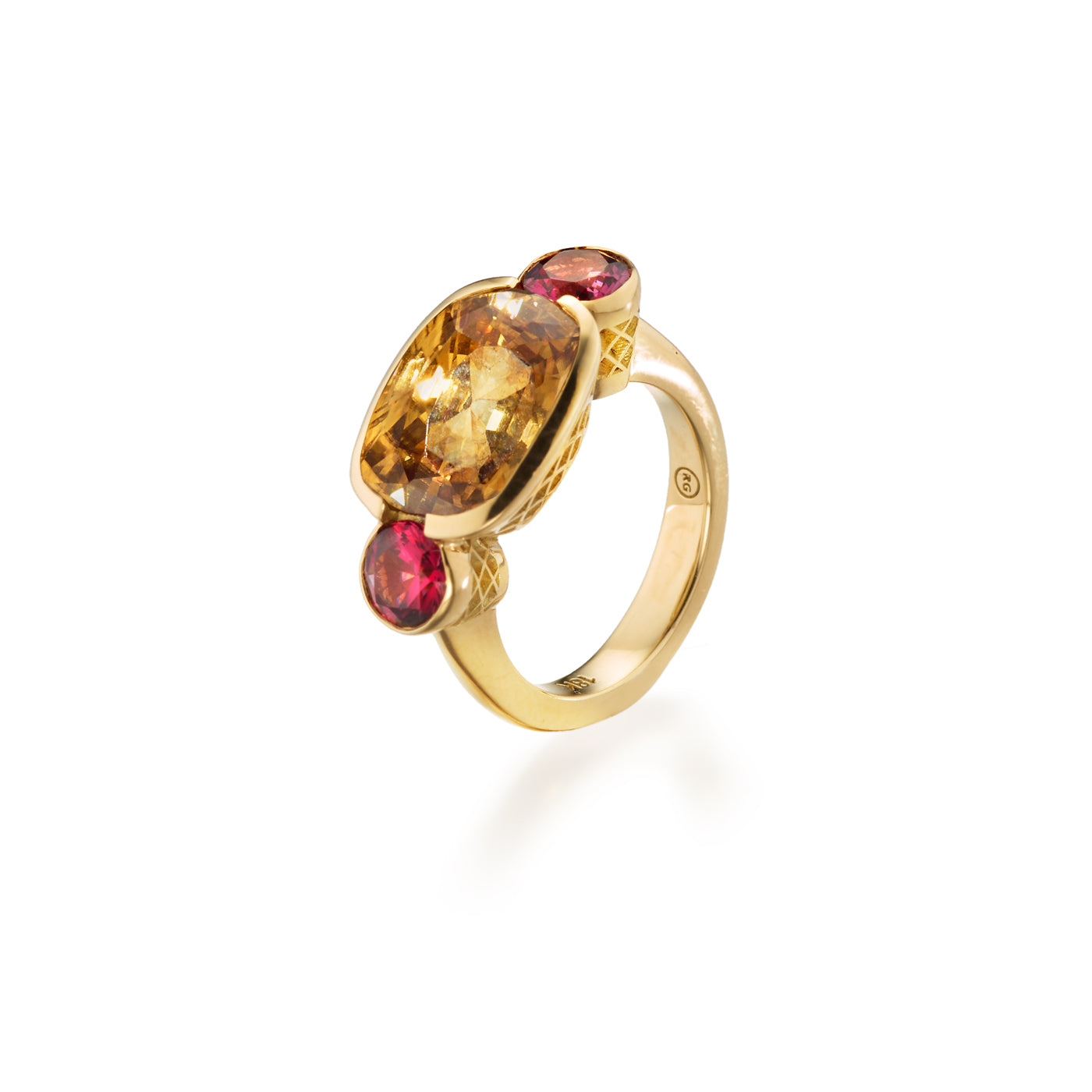 Zircon & Garnet Scallop Ring