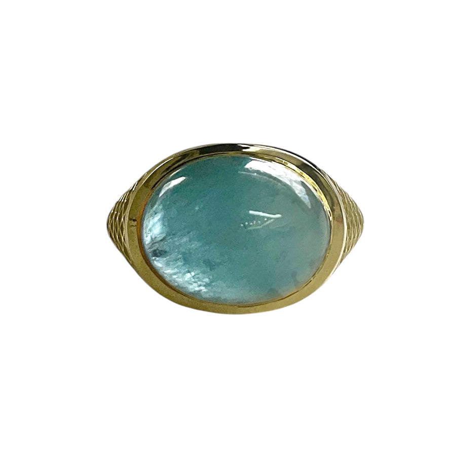 18K Yellow Gold Crownwork® Aquamarine Ring