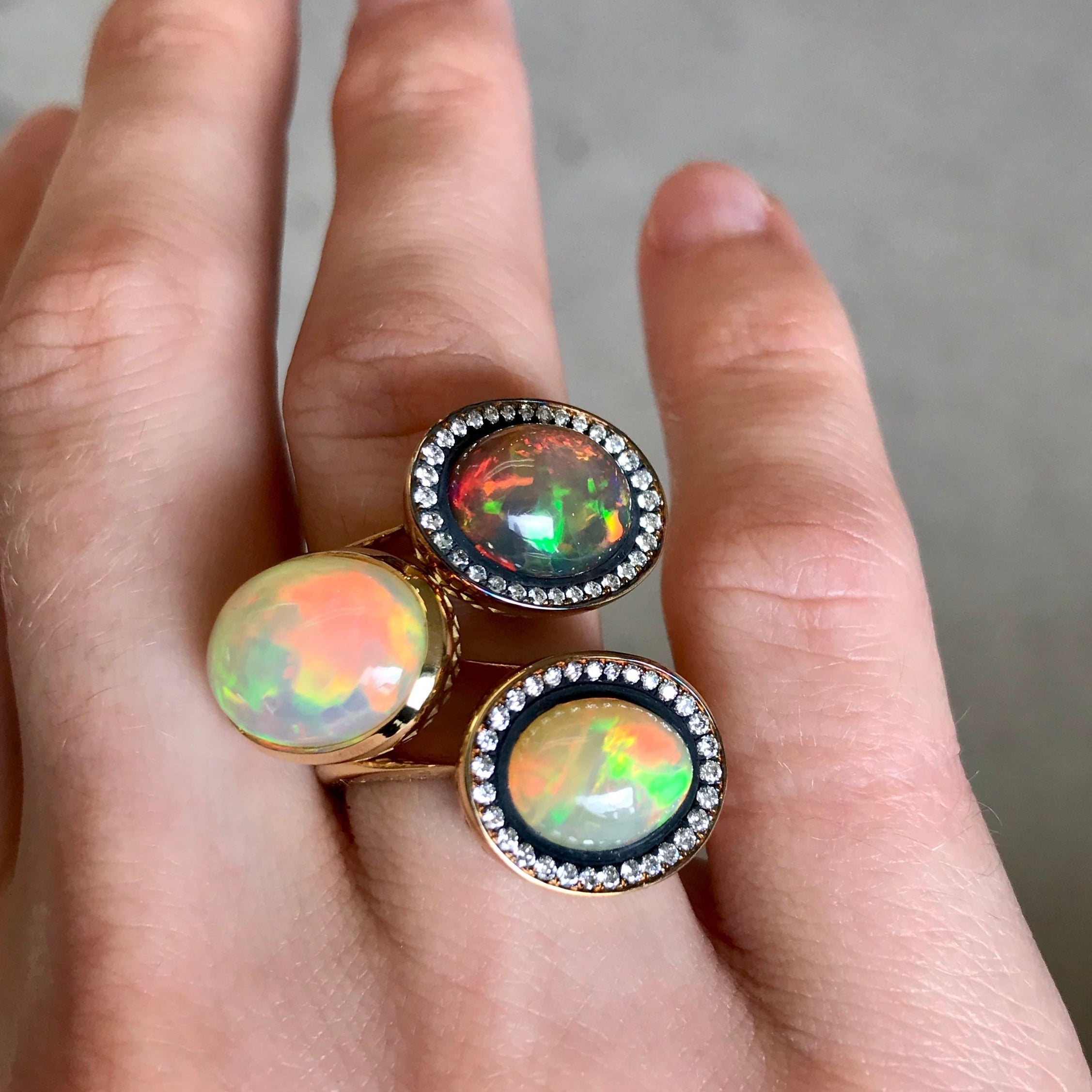 Cabochon Bezel Set Opal Ring