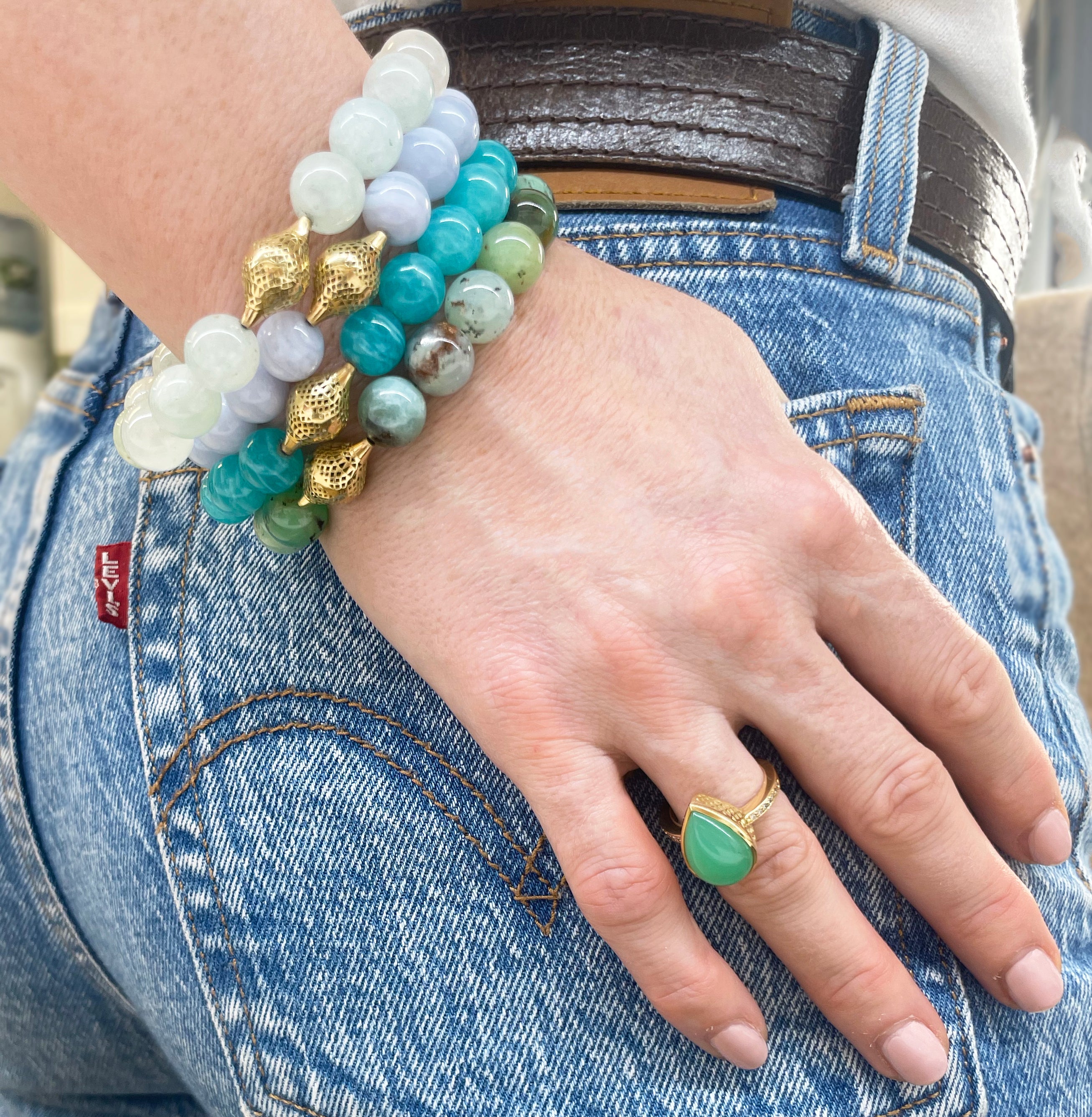 Beaded Amazonite Stretch Bracelet