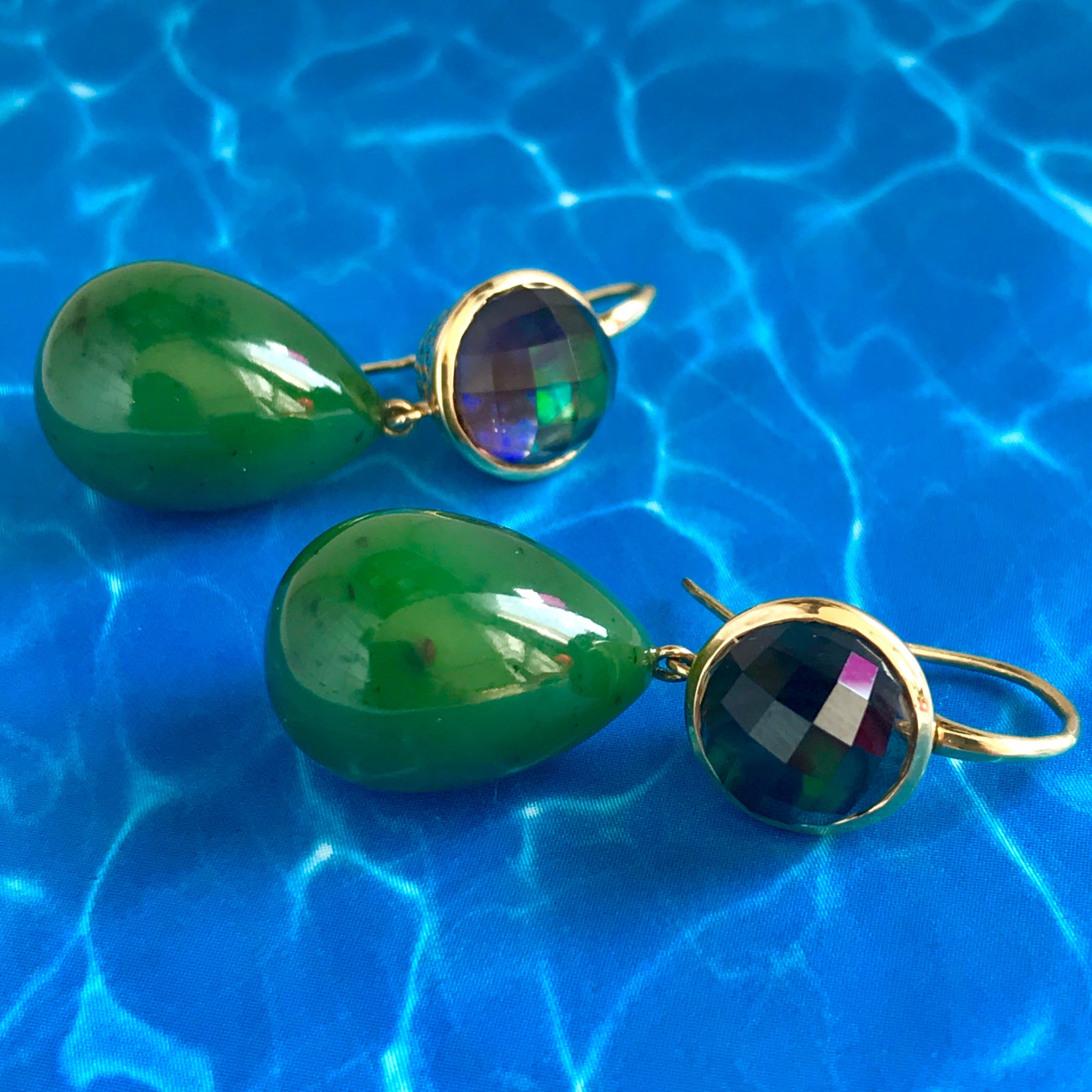 Abalone and Aventurine Drop Earrings