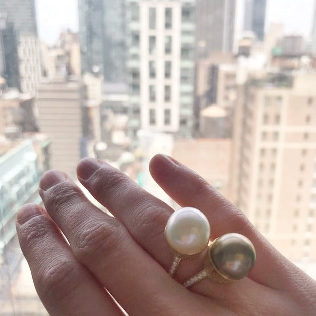 South Sea Pearl Ring with Diamonds