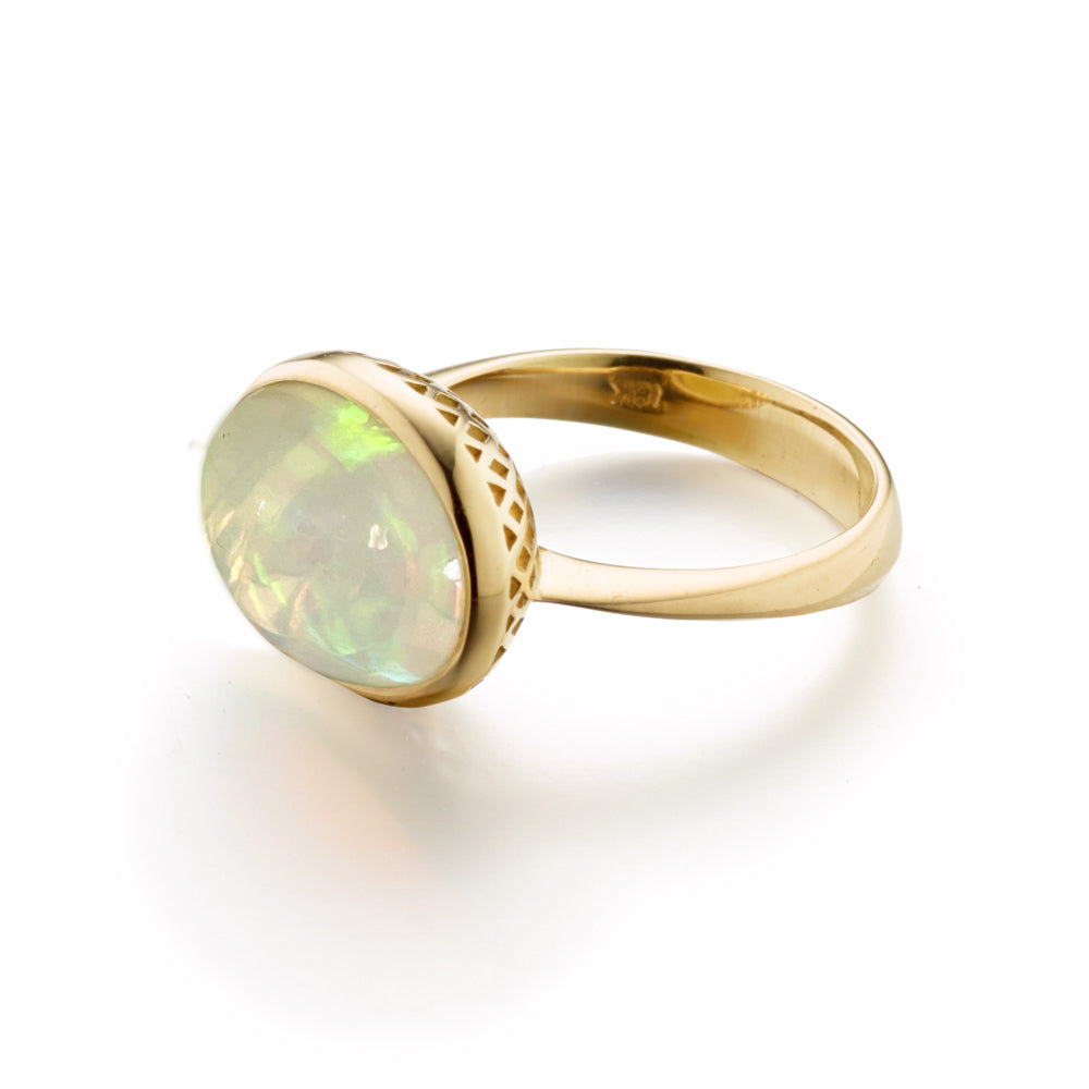 Cabochon Bezel Set Opal Ring