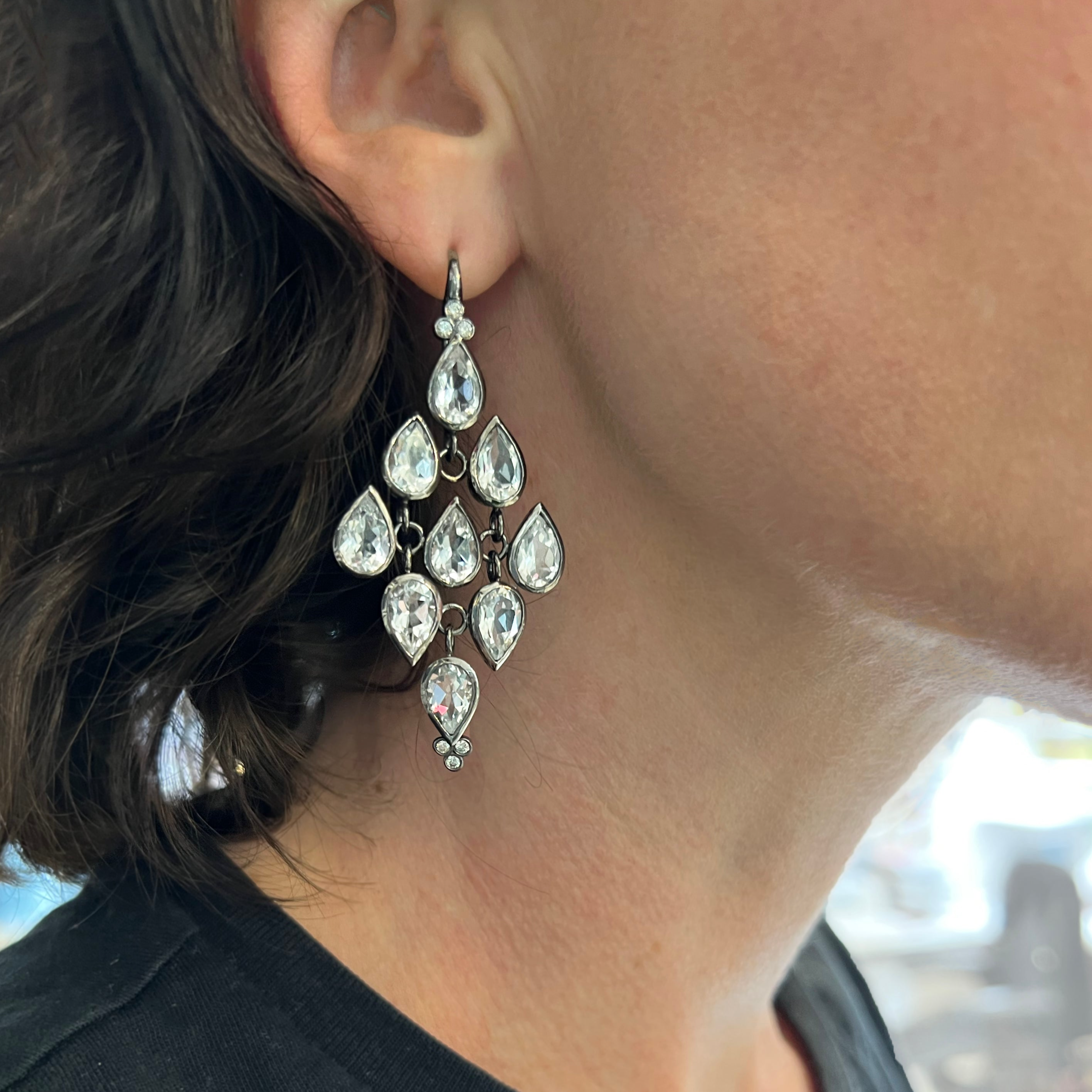 Pear Shape White Topaz Drop Earrings