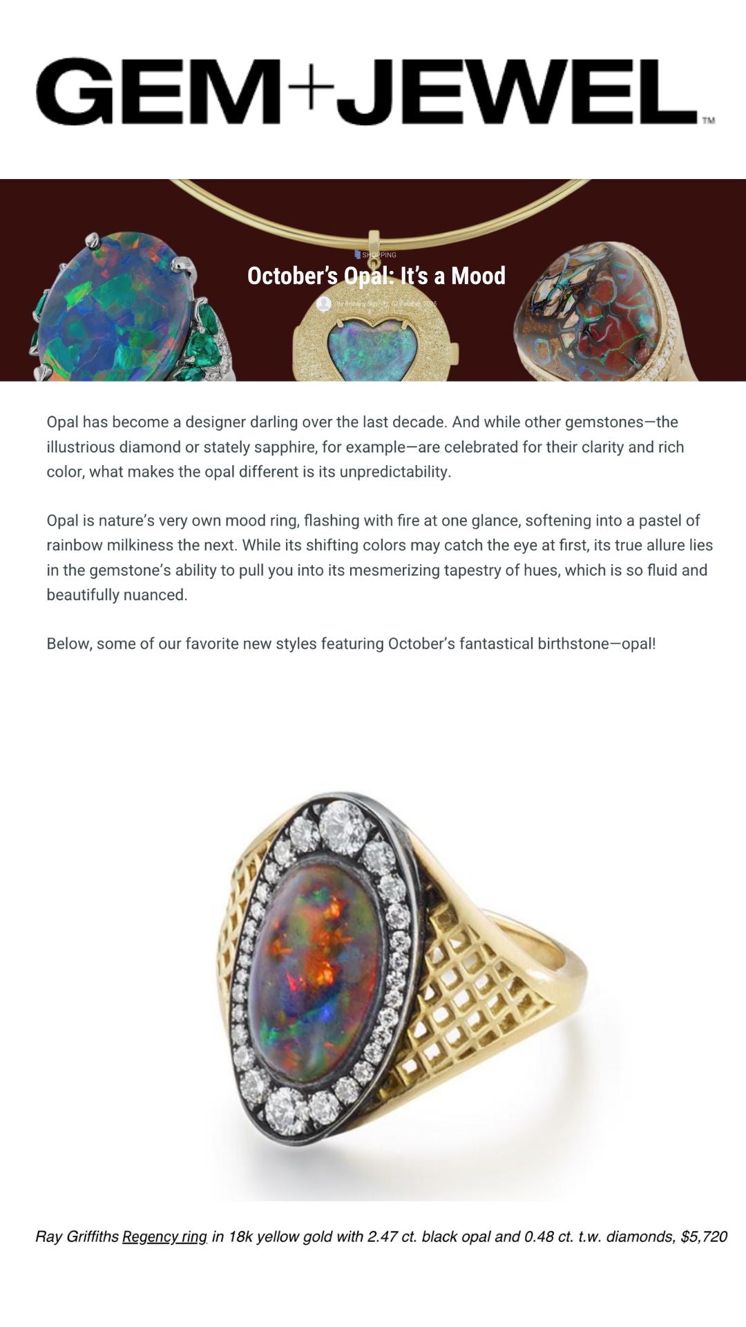 Black Opal and Diamond Mini Regency Ring