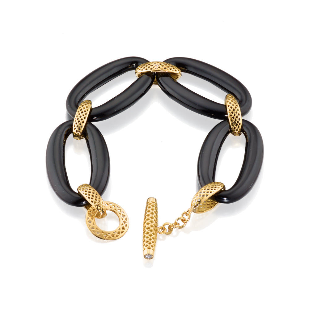 Black Onyx Crownwork Link Bracelet