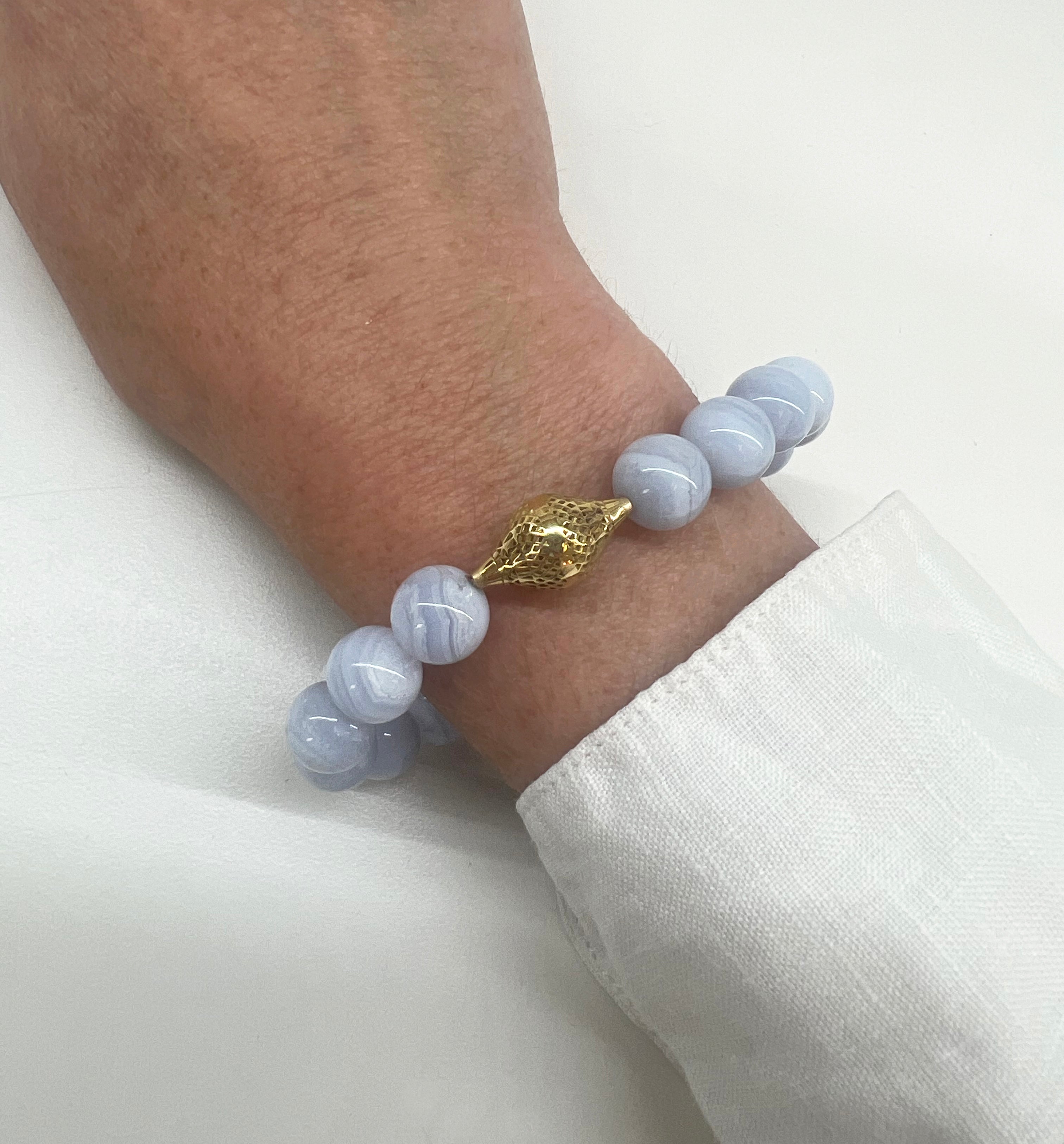 Beaded Blue Lace Agate Stretch Bracelet