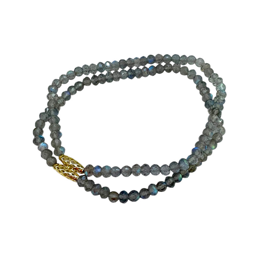Double Beaded Labradorite Stretch Bracelet