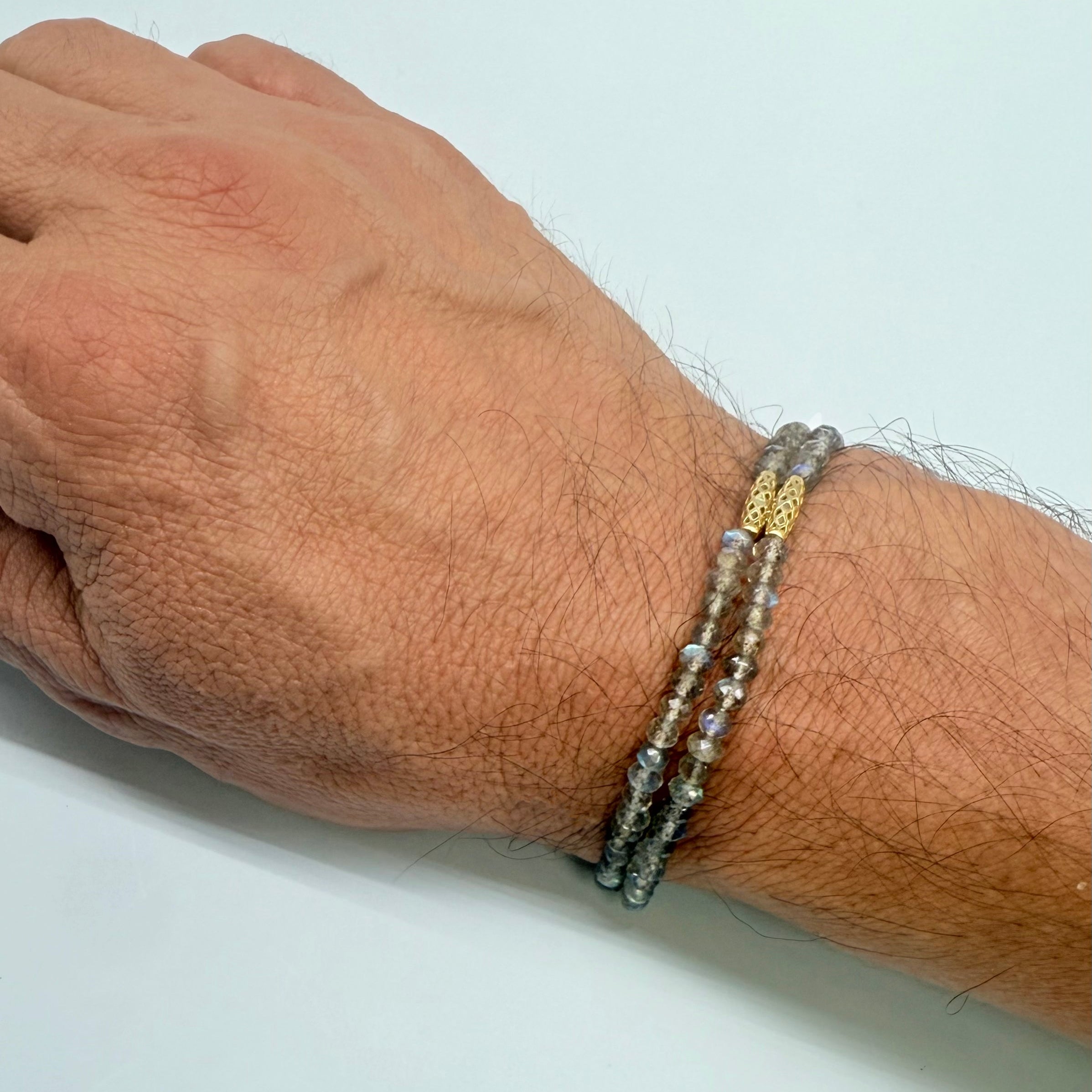 Double Beaded Labradorite Stretch Bracelet