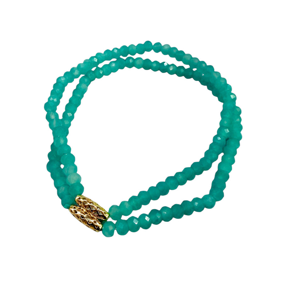 Double Beaded Amazonite Stretch Bracelet