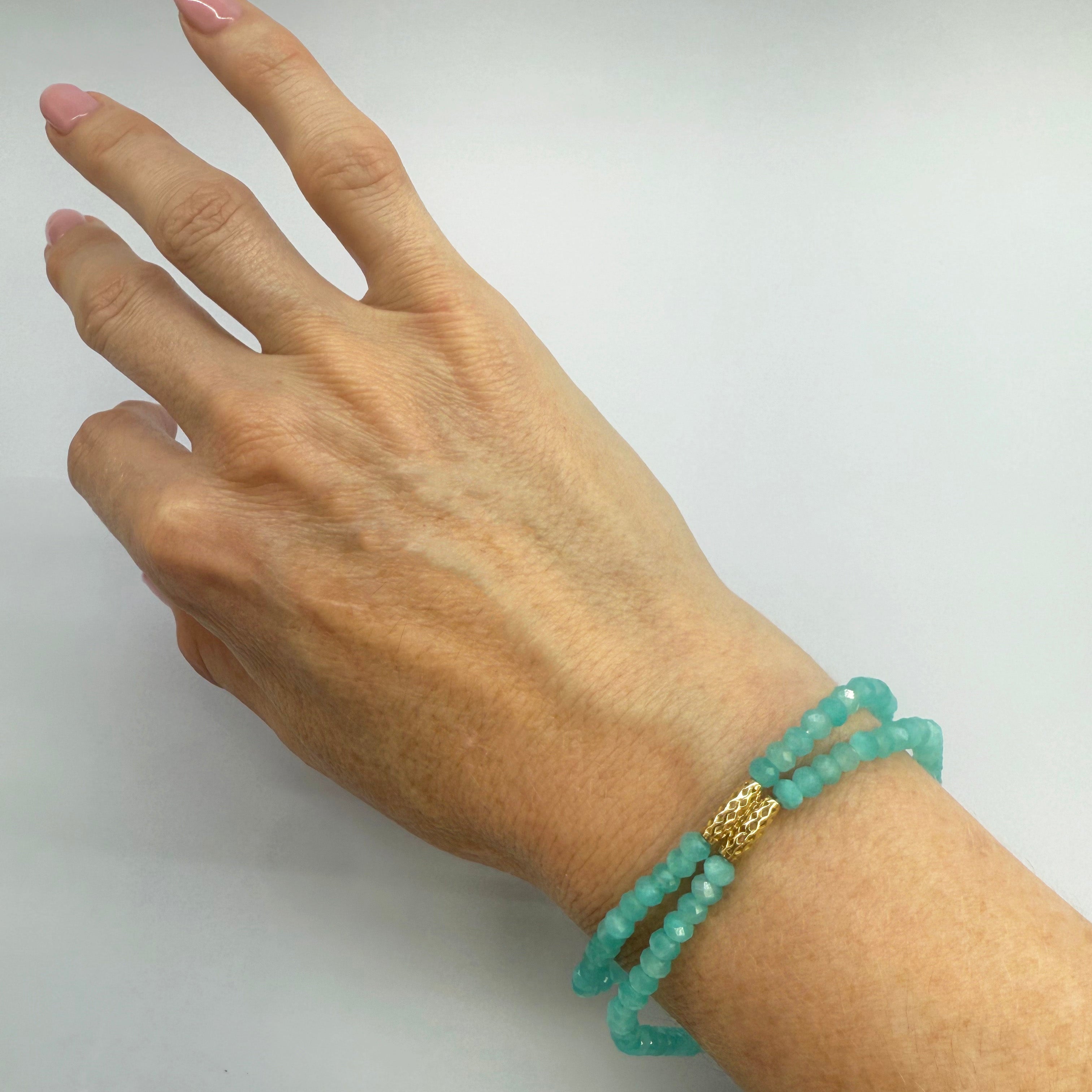 Double Beaded Amazonite Stretch Bracelet