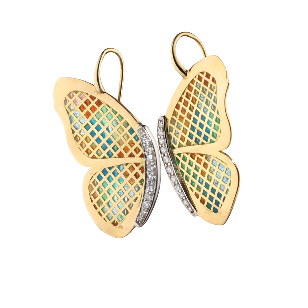 Crownwork® Butterfly Plique à Jour Enamel Earrings