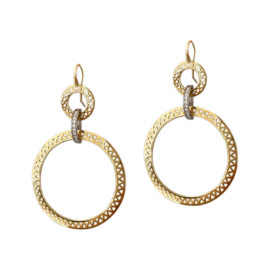 Crownwork® Circle Double Hoops with Pave Diamond Link