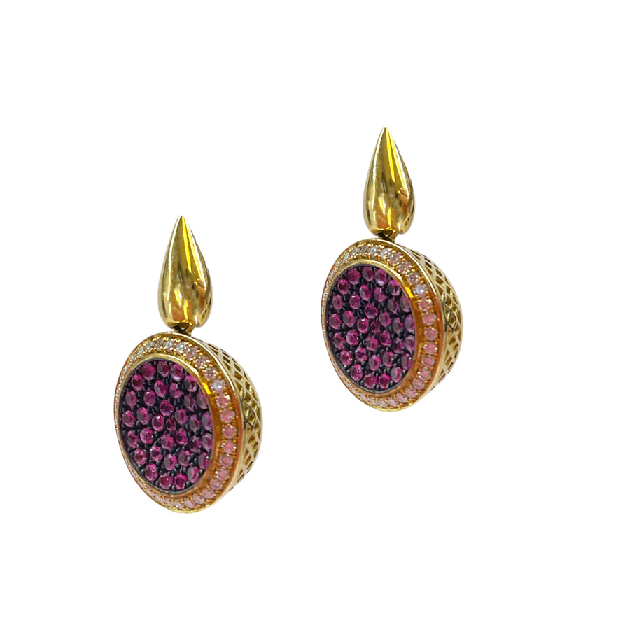 Pave Pink Sapphire and Diamond Crownwork® Earrings