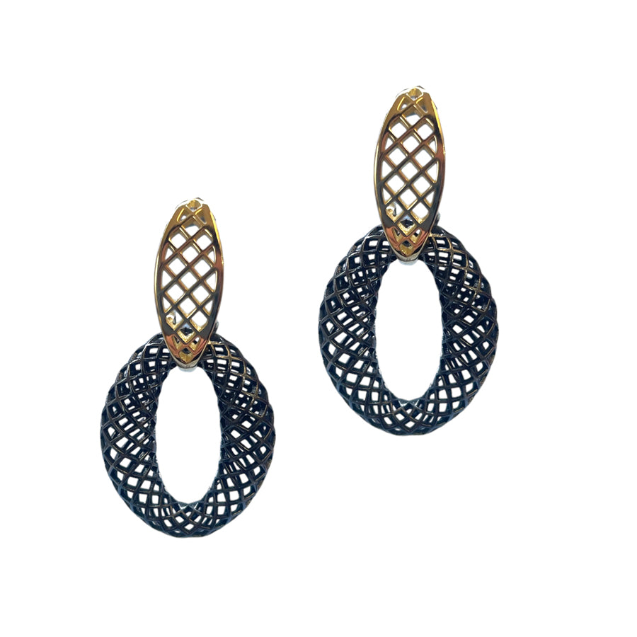 Oxidized Chubby Crownwork® Link Drop Earrings