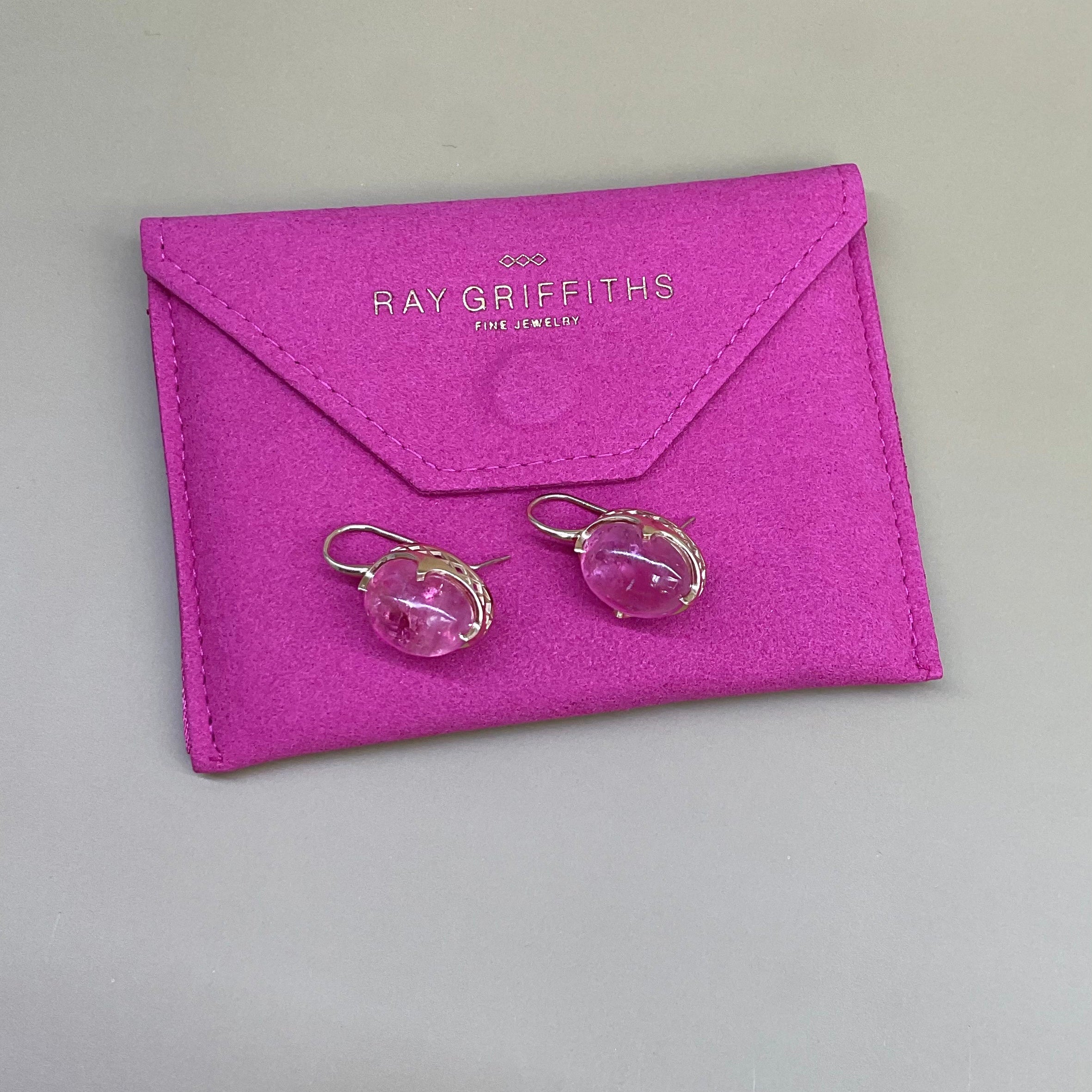 18K Yellow Gold Crownwork® Claw Set Pink Tourmaline Earrings