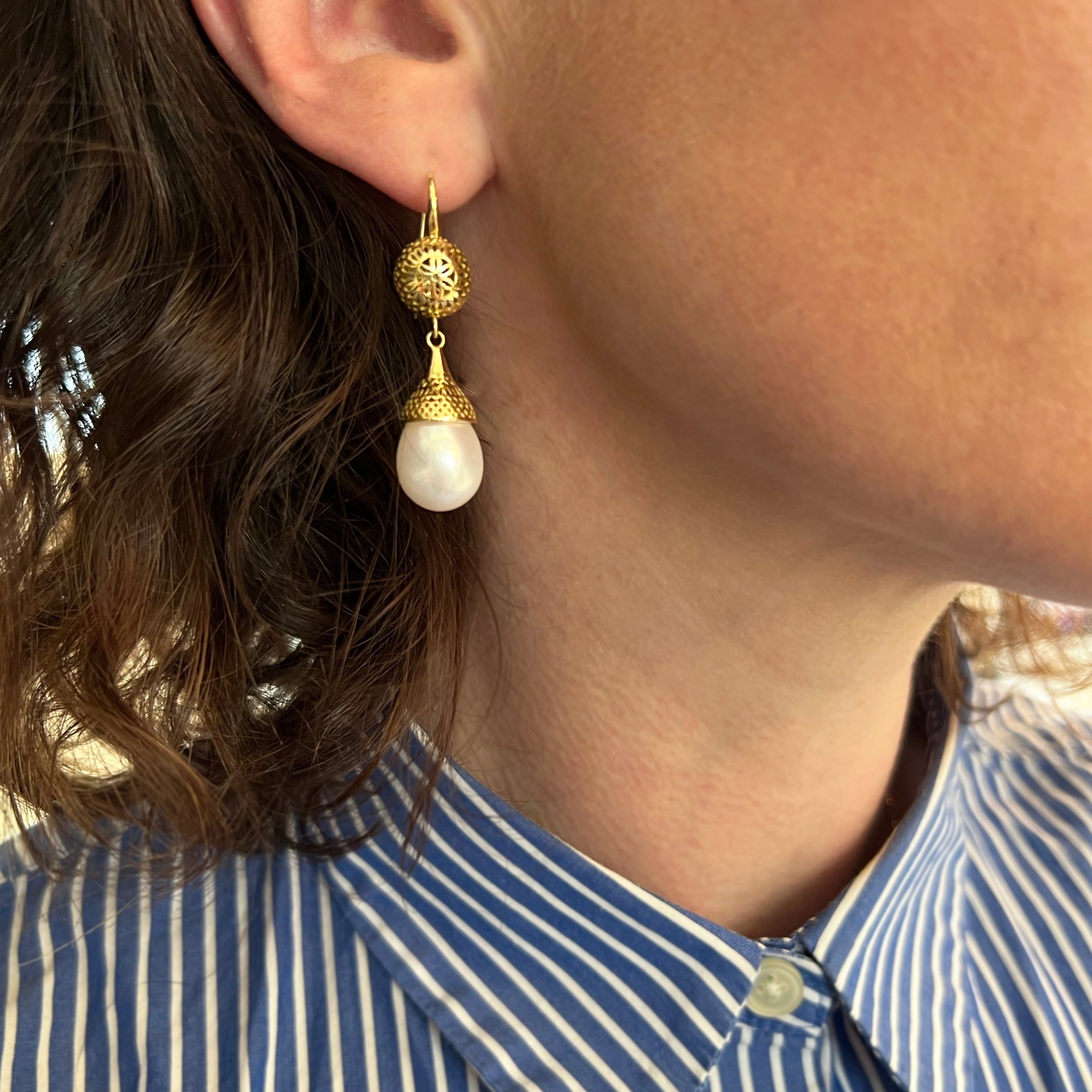 Crownwork® Earrings with Pearl Drops