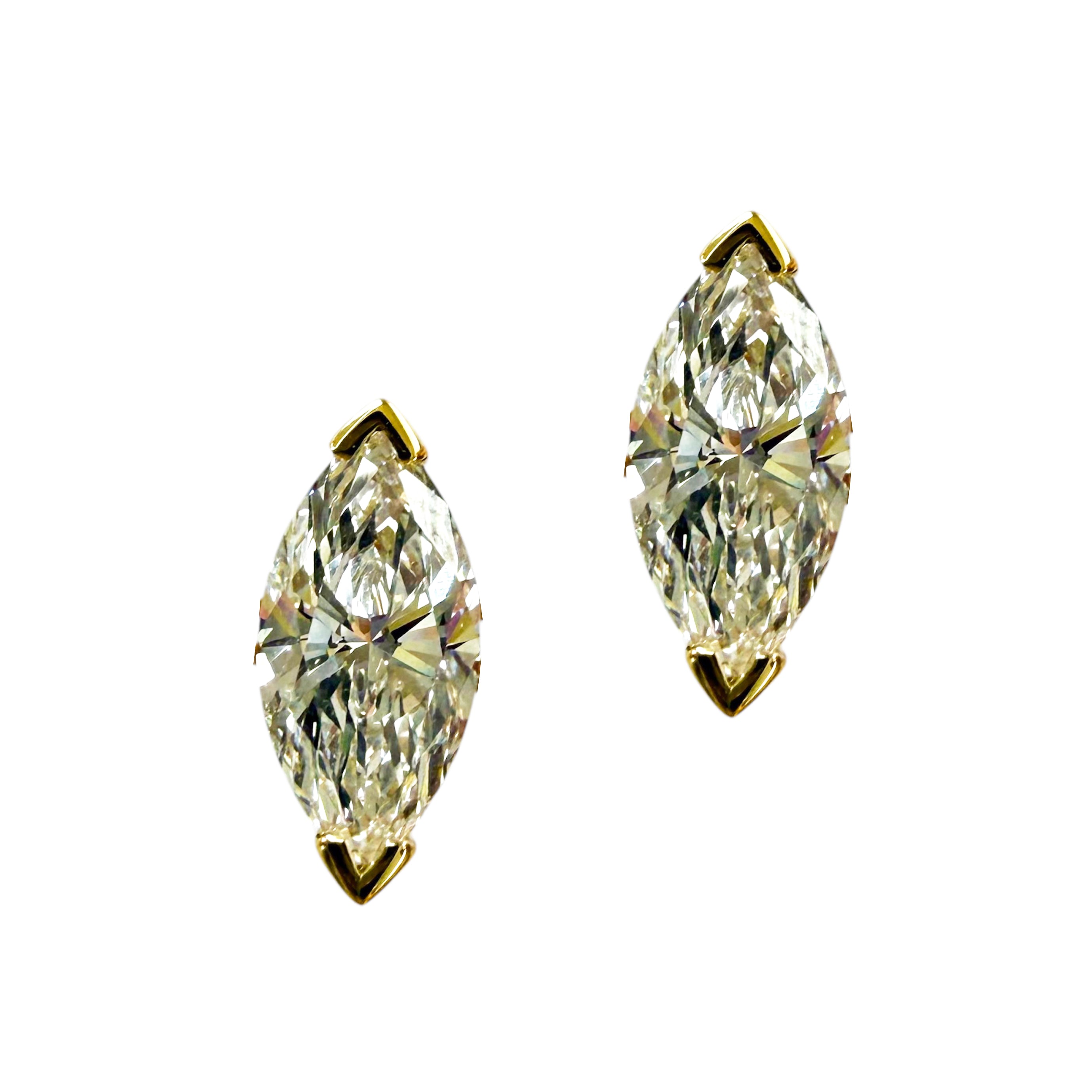 18K Yellow Gold Crownwork® Marquise Diamond Stud Earrings