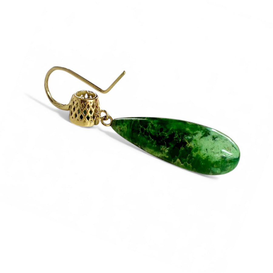 18K Yellow Gold Crownwork® Chrome Diopside and Variscite Earrings