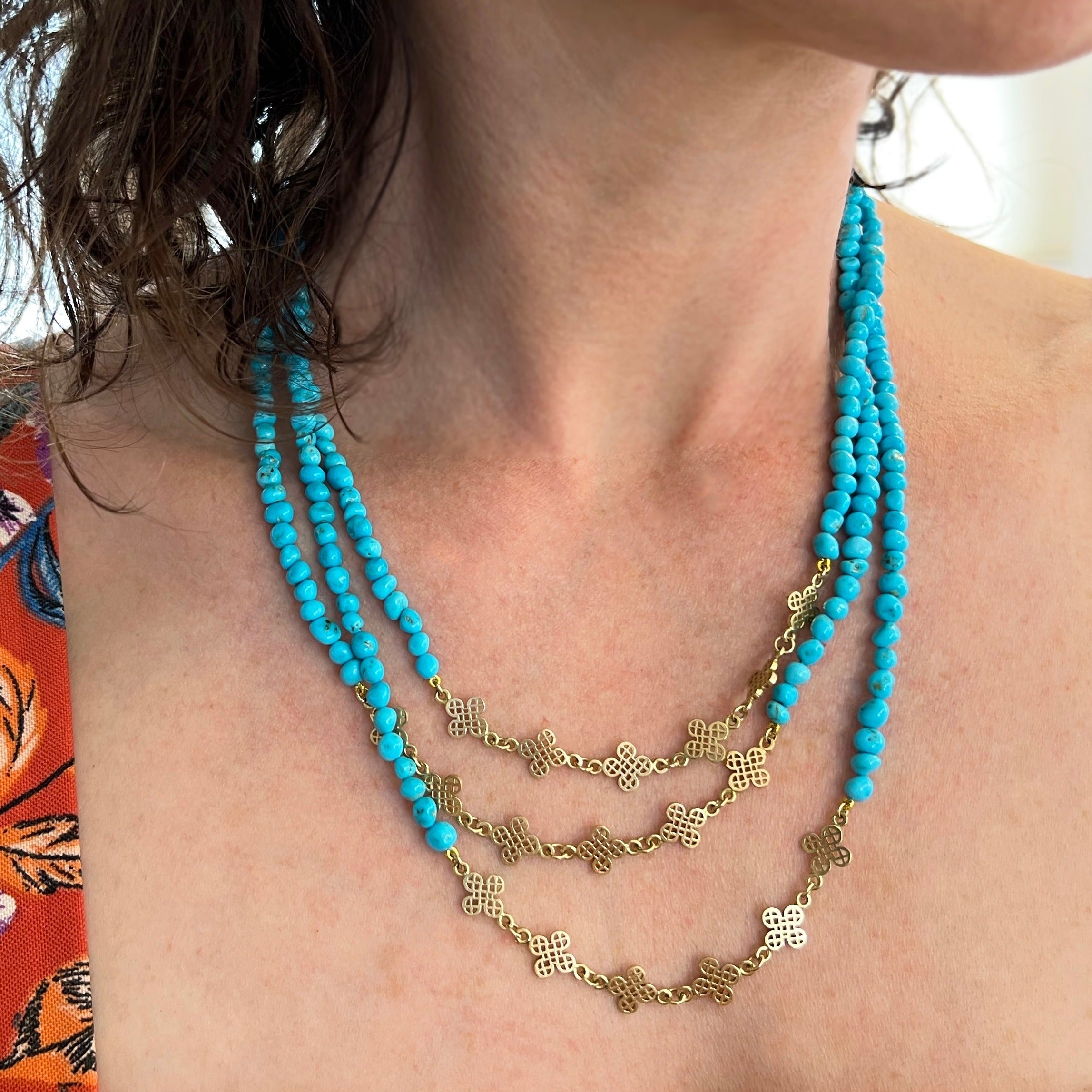 Turquoise Triple Wrap Necklace
