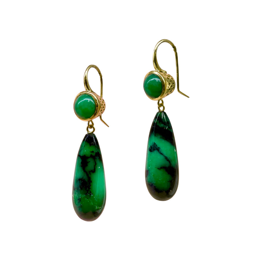 Chrysoprase and Variscite drop earrings