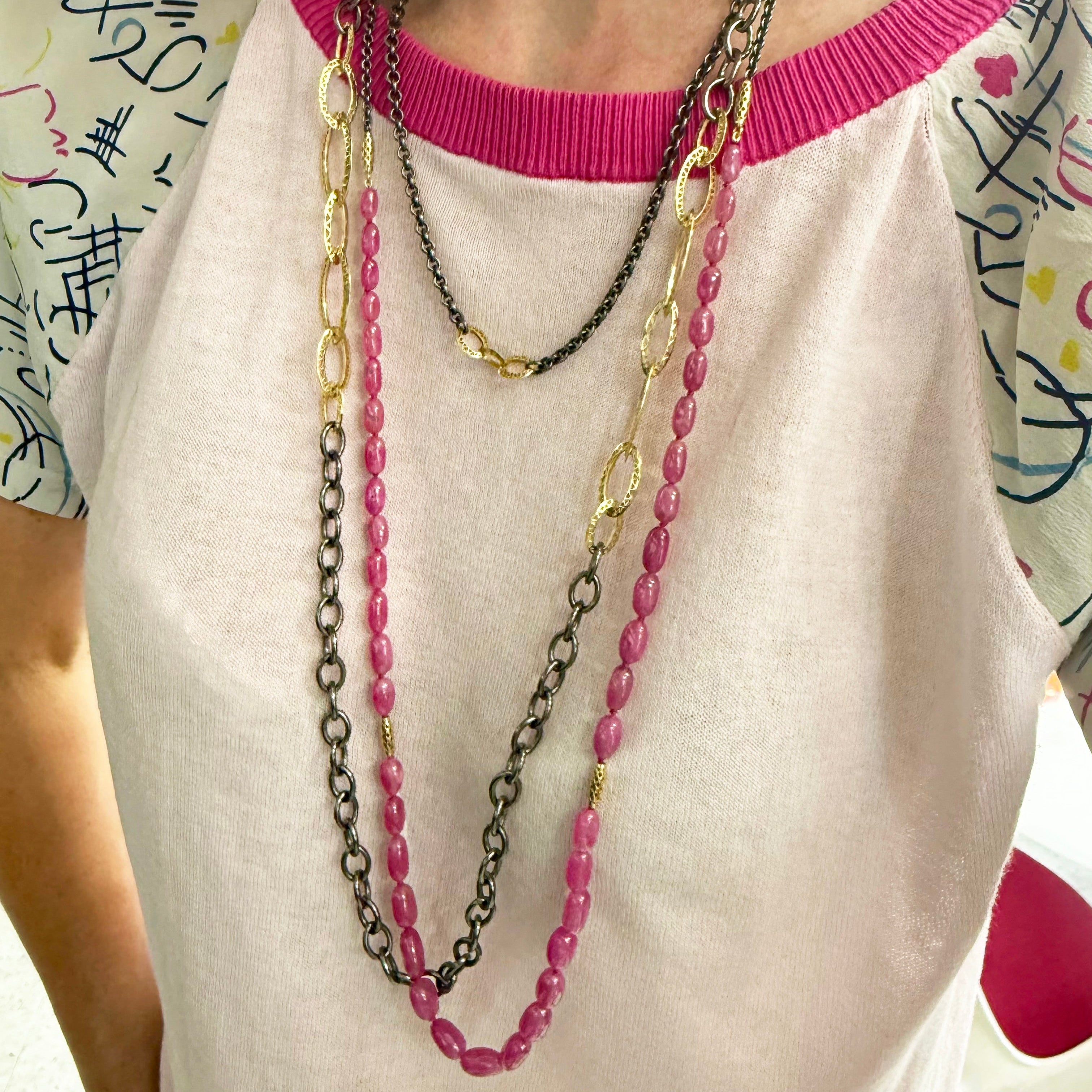 Pink Sapphire Necklace with Crownwork® Rondelles
