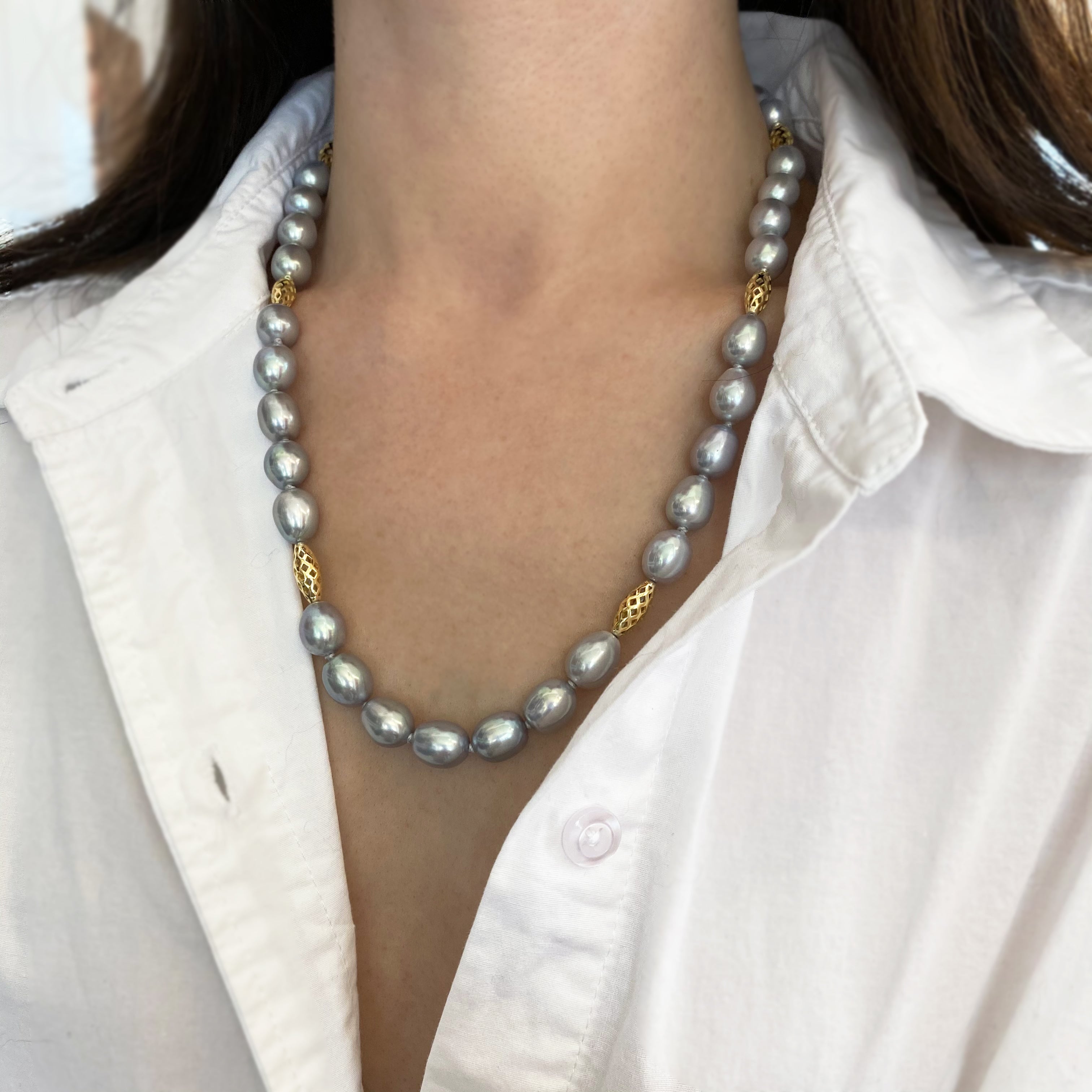 Grey Pearl and Crownwork® Bead Necklace